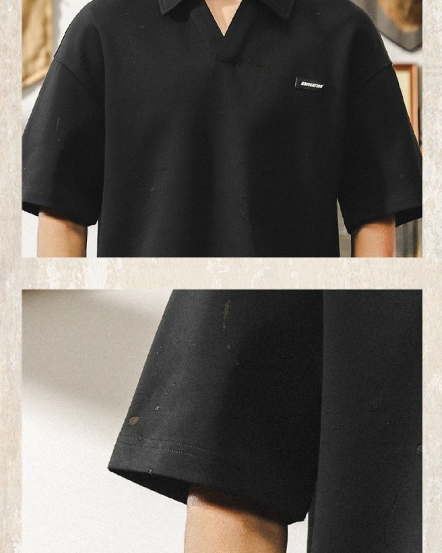 vintage casual loose short sleeve polo shirt 2color 【ACT0228】