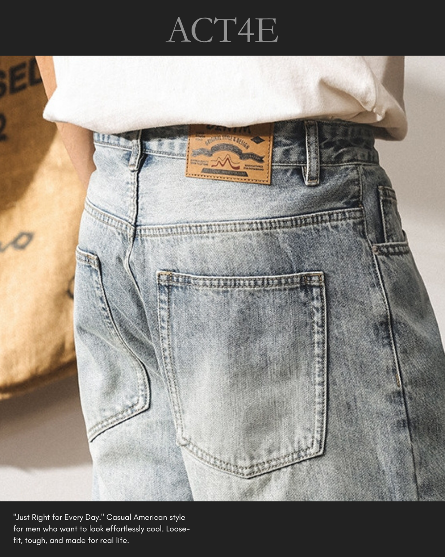 washed straight denim shorts 【ACT0174】