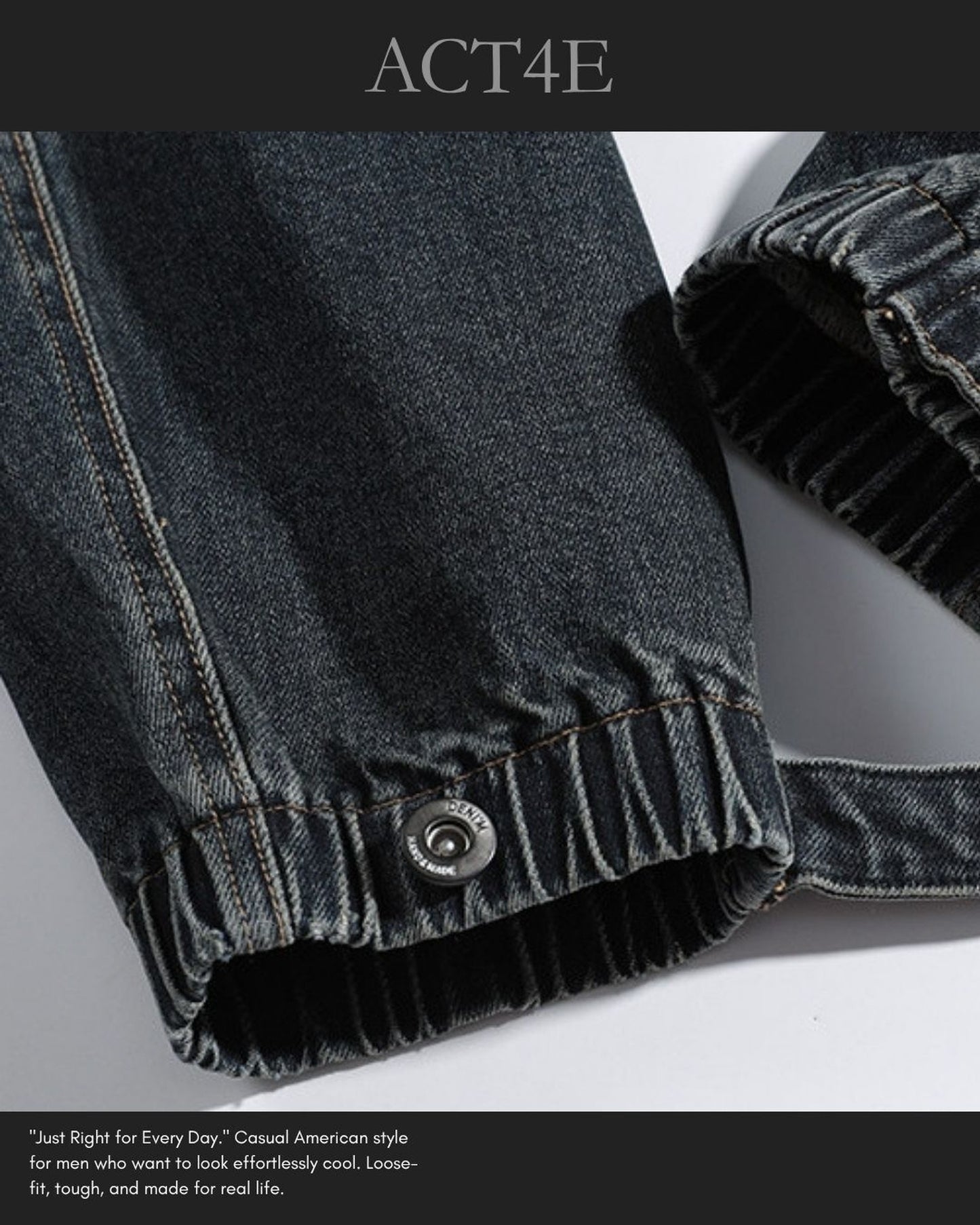 vintage heavy weight relaxed jogger denim pants 【ACT0201】