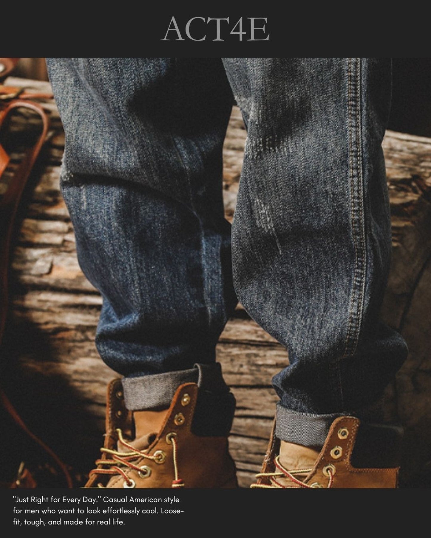 heavy weight tapered denim pants 【ACT0191】