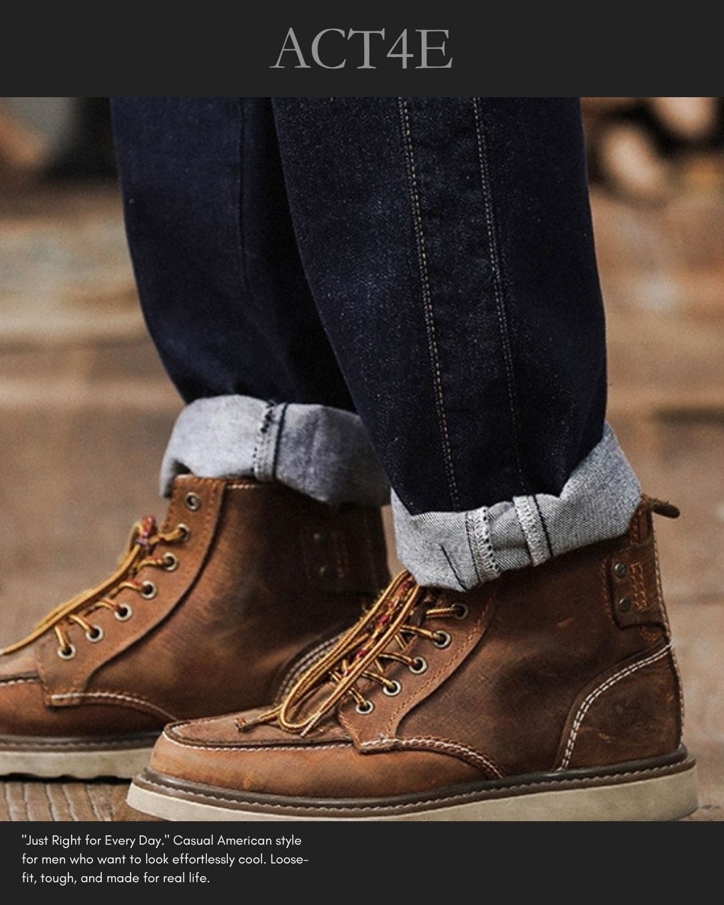 raw denim relaxed tapered pants 【ACT0198】