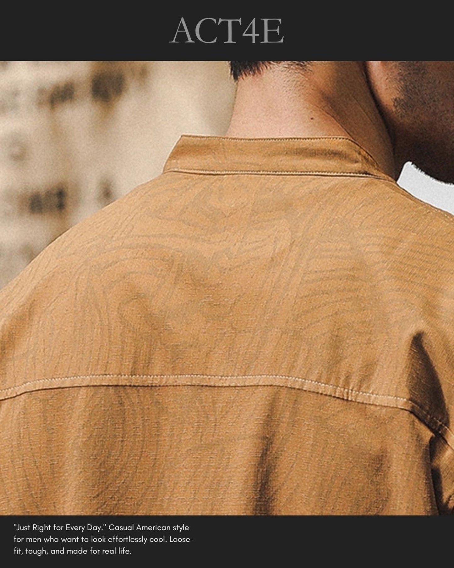 vintage striped stand collar POLO shirt 3color 【ACT0240】