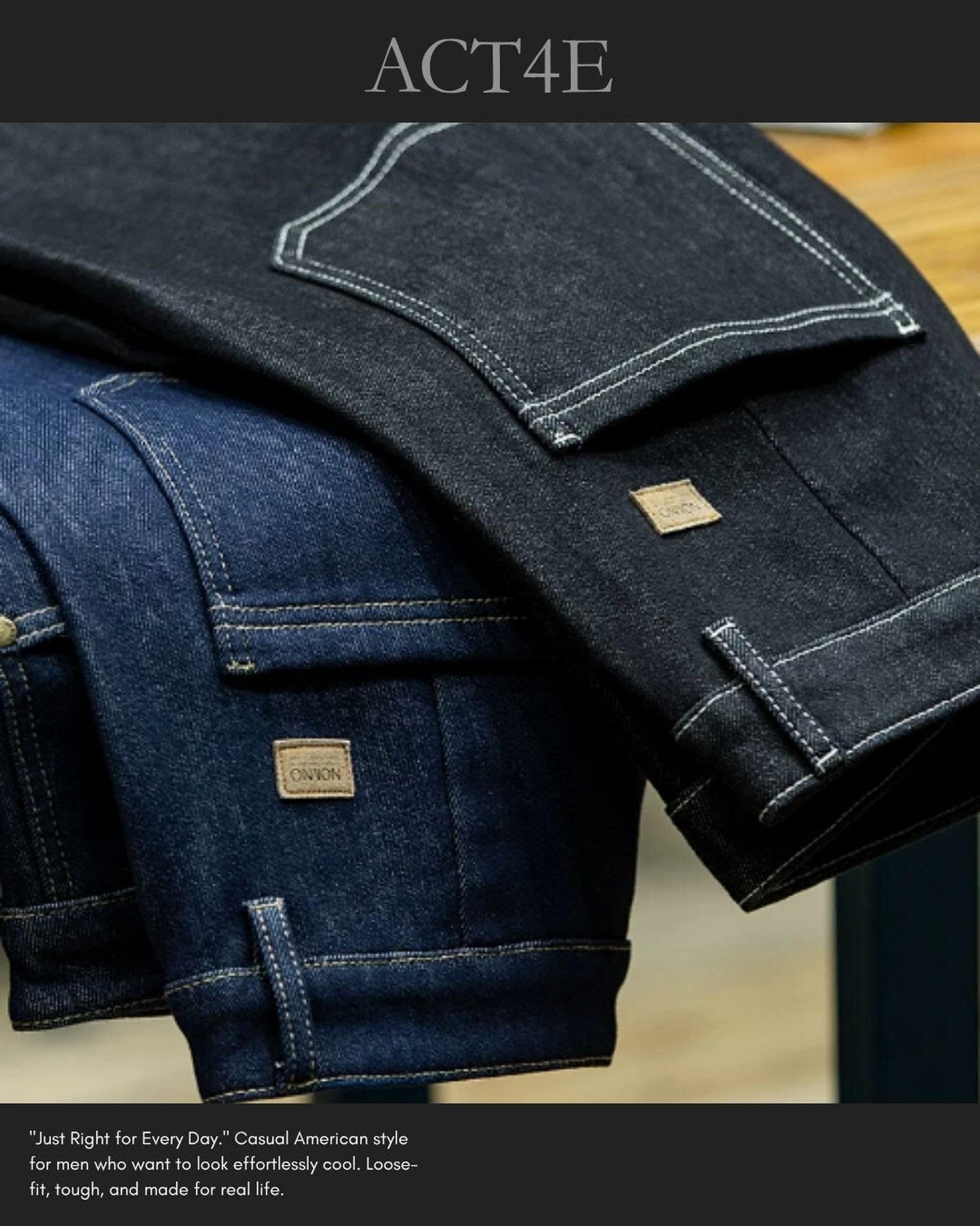 vintage straight denim pants 2color 【ACT0011】