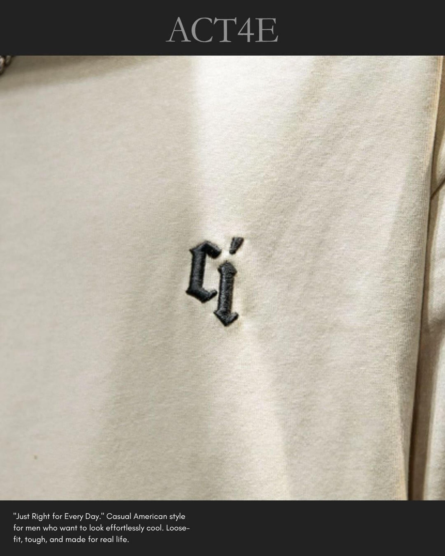 embroidered logo oversized t-shirt 4color 【ACT0028】
