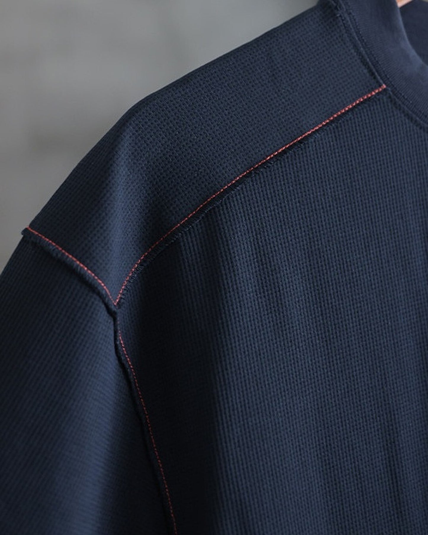 Vintage Zip-Pocket Contrast-Stitch Relaxed T-Shirt 【ACT0093】