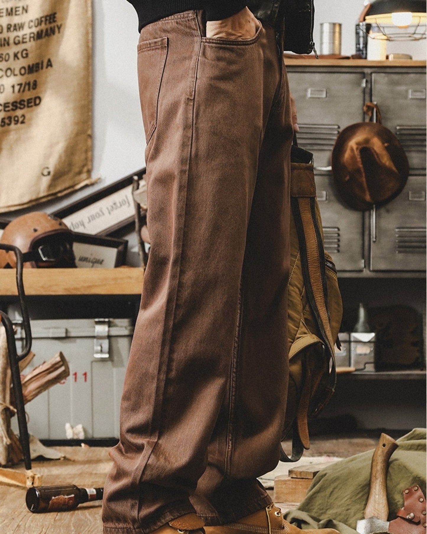heavy weight loose straight denim pants 10color 【ACT0204】