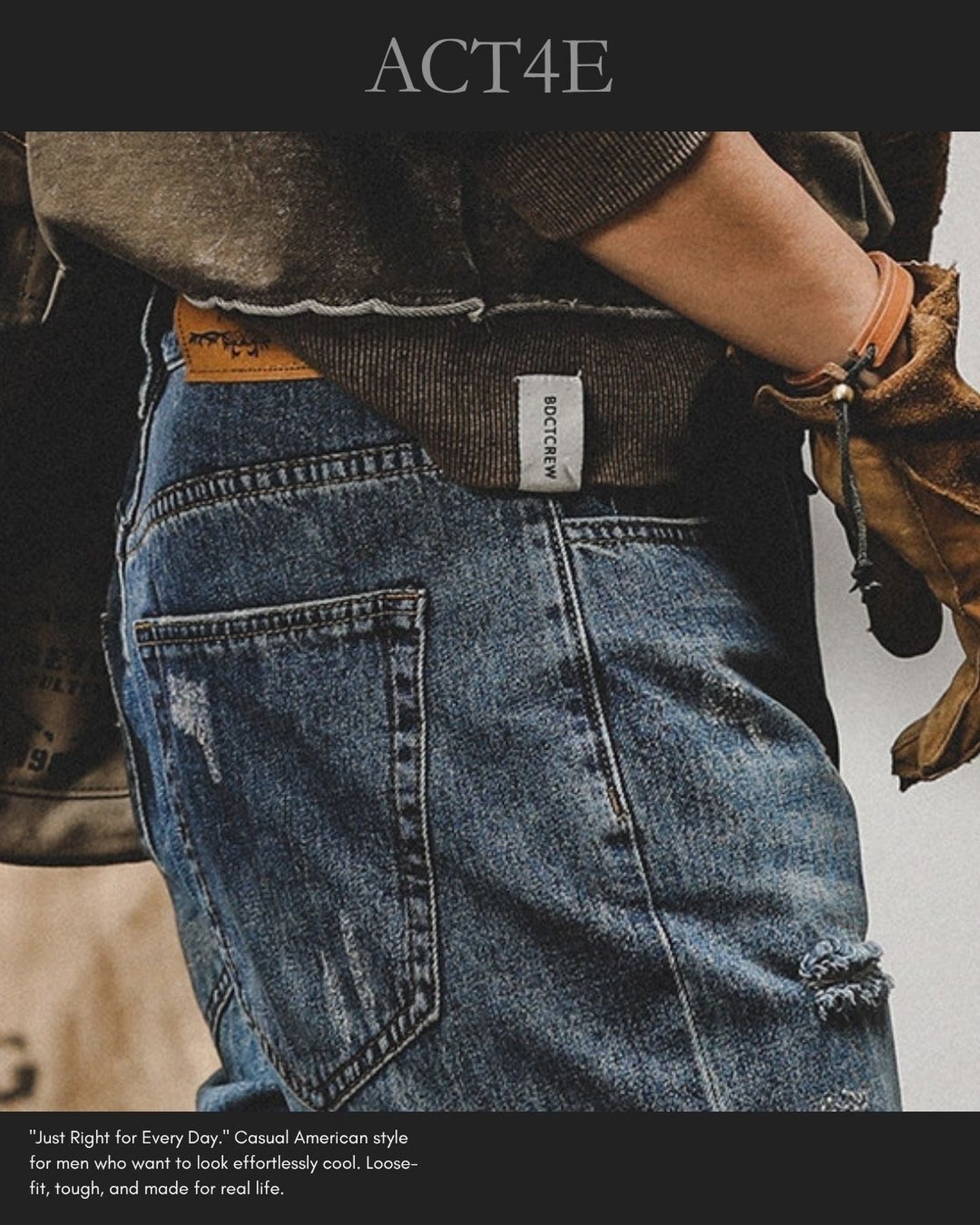 distressed tapered denim pants 2color 【ACT0189】