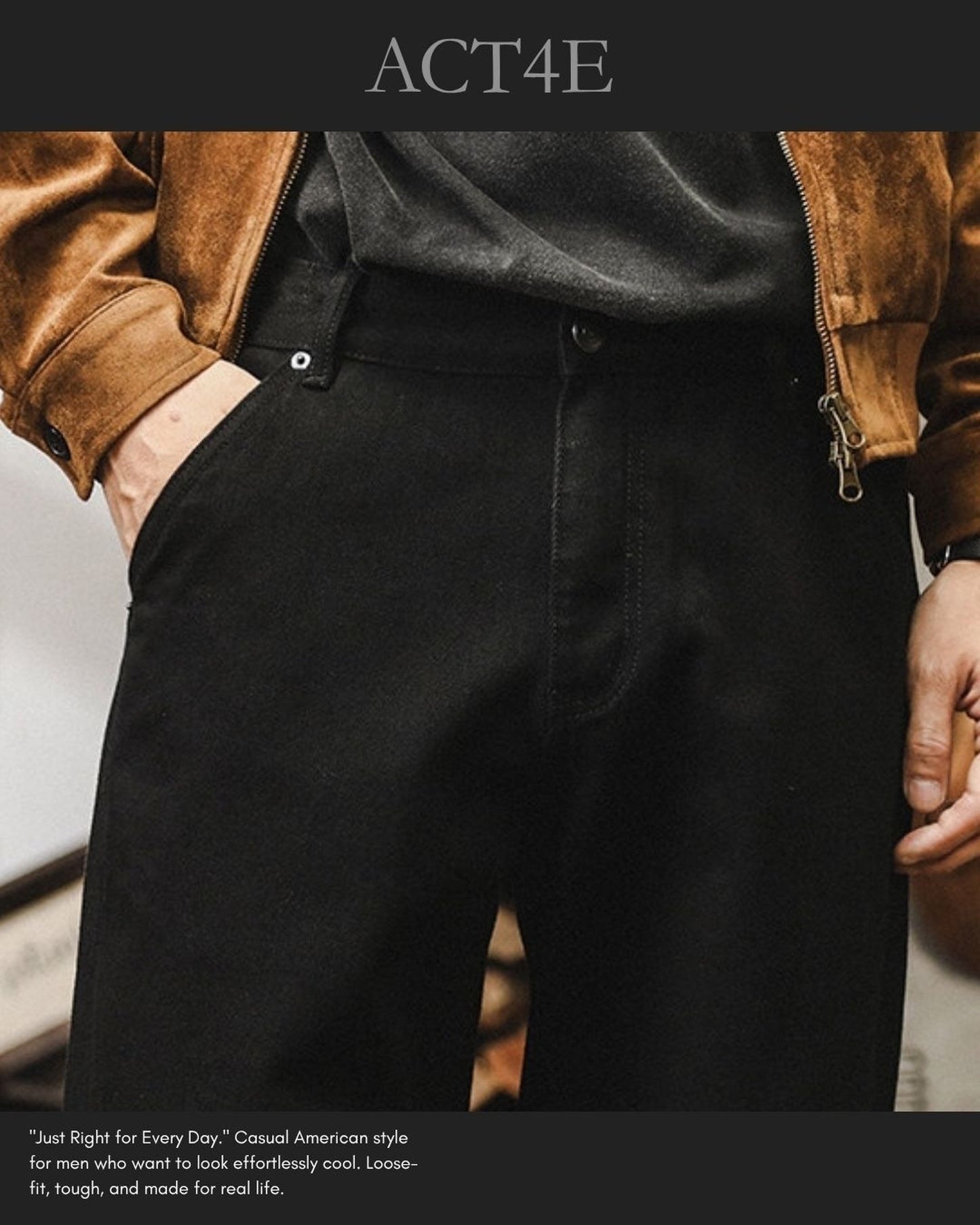 vintage wide leg relax straight denim pants 【ACT0213】