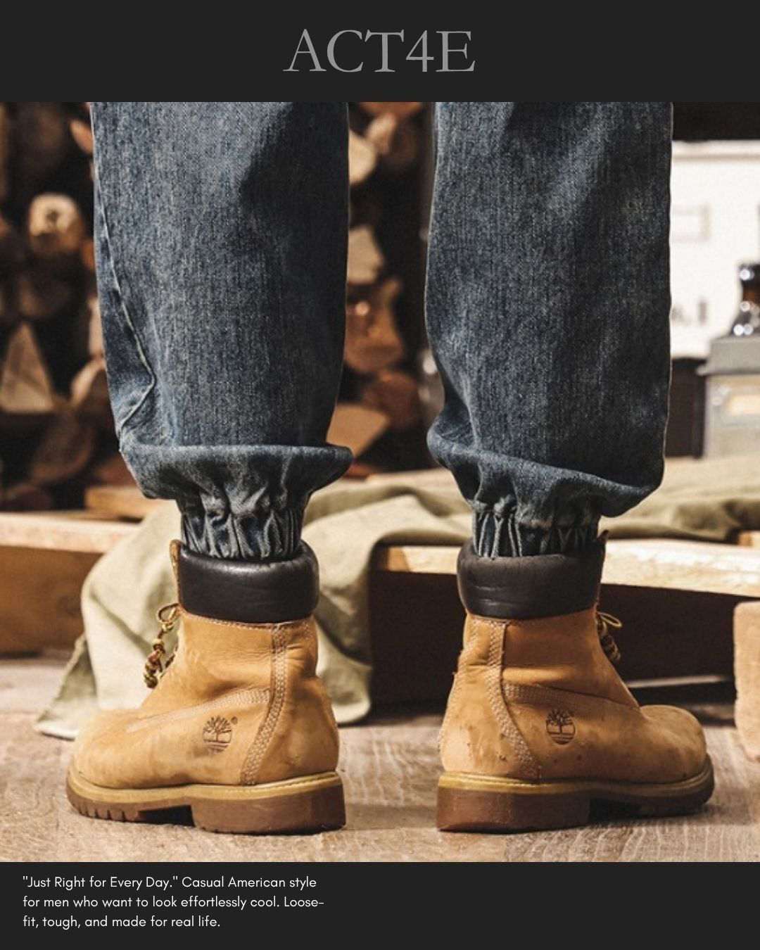 【M-4XL】vintage washed drawstring jogger denim pants 【ACT0253】