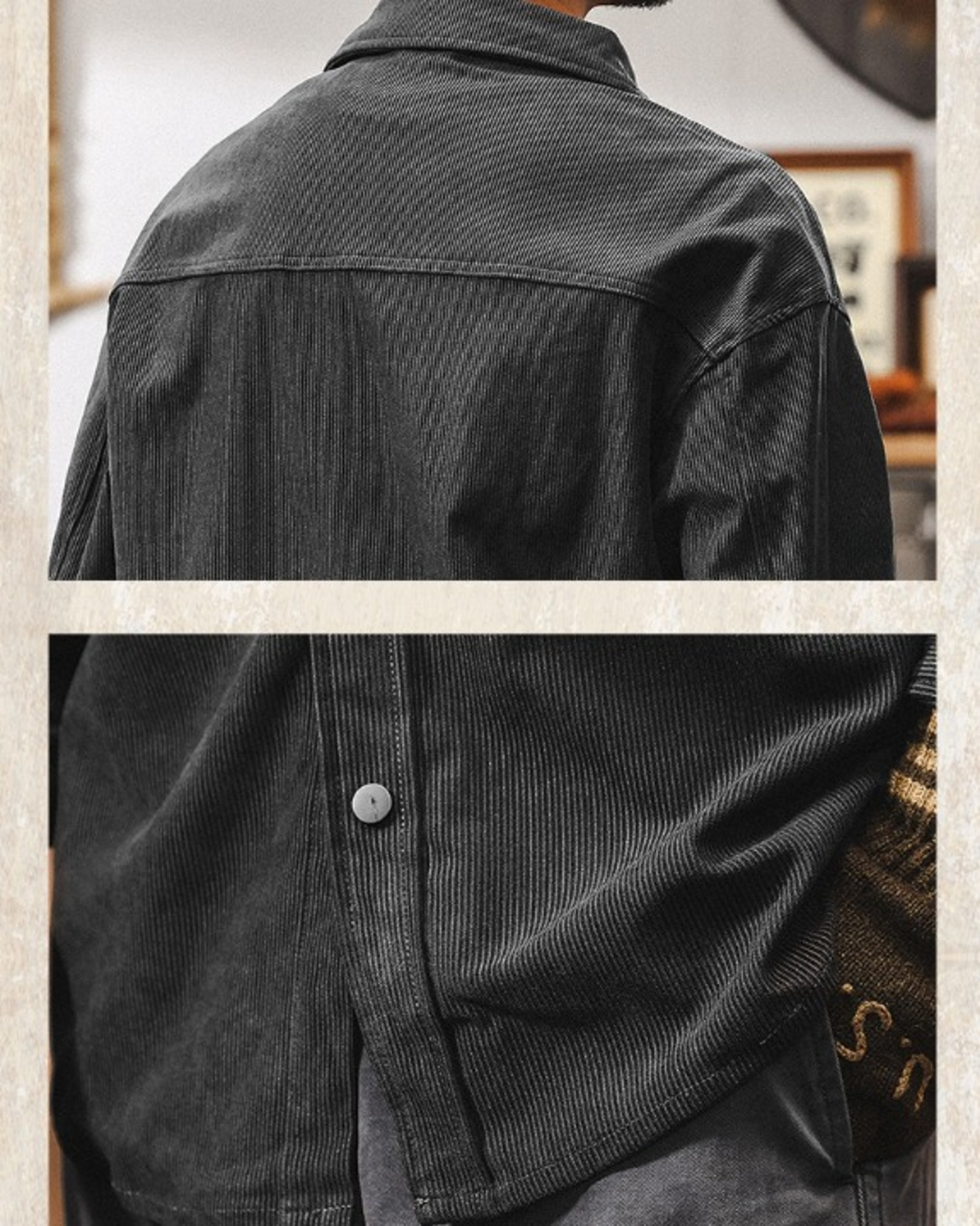 【M-4XL】relaxed fit corduroy long shirt 【ACT0299】