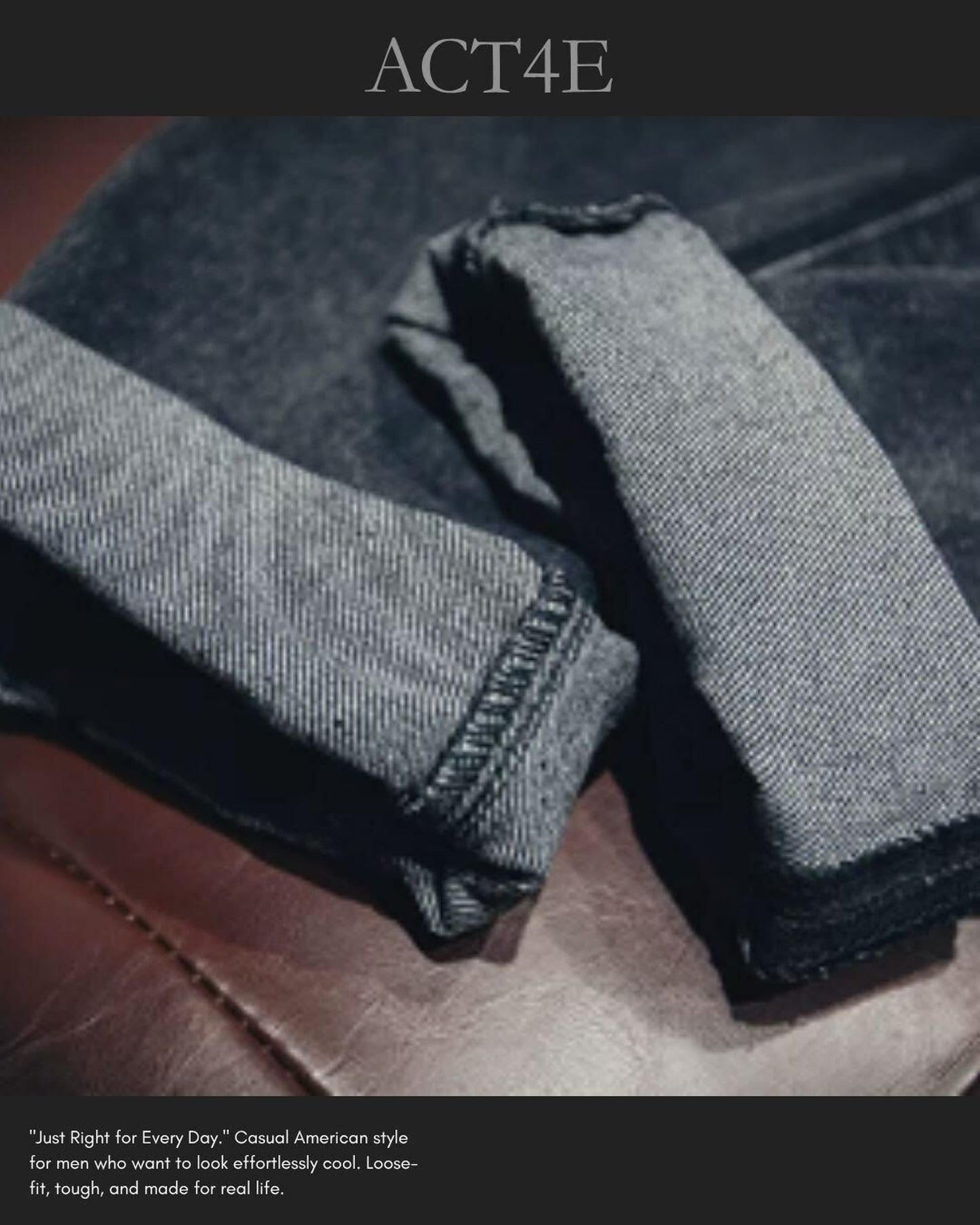drawstring processed wide straight denim pants 【ACT0022】