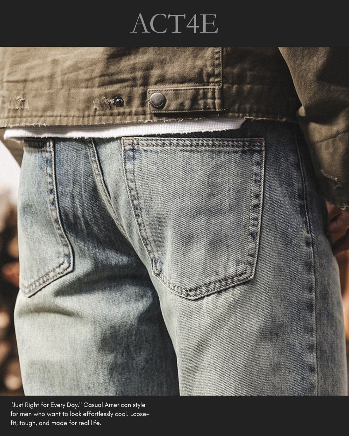 vintage wash straight denim pants 【ACT0193】