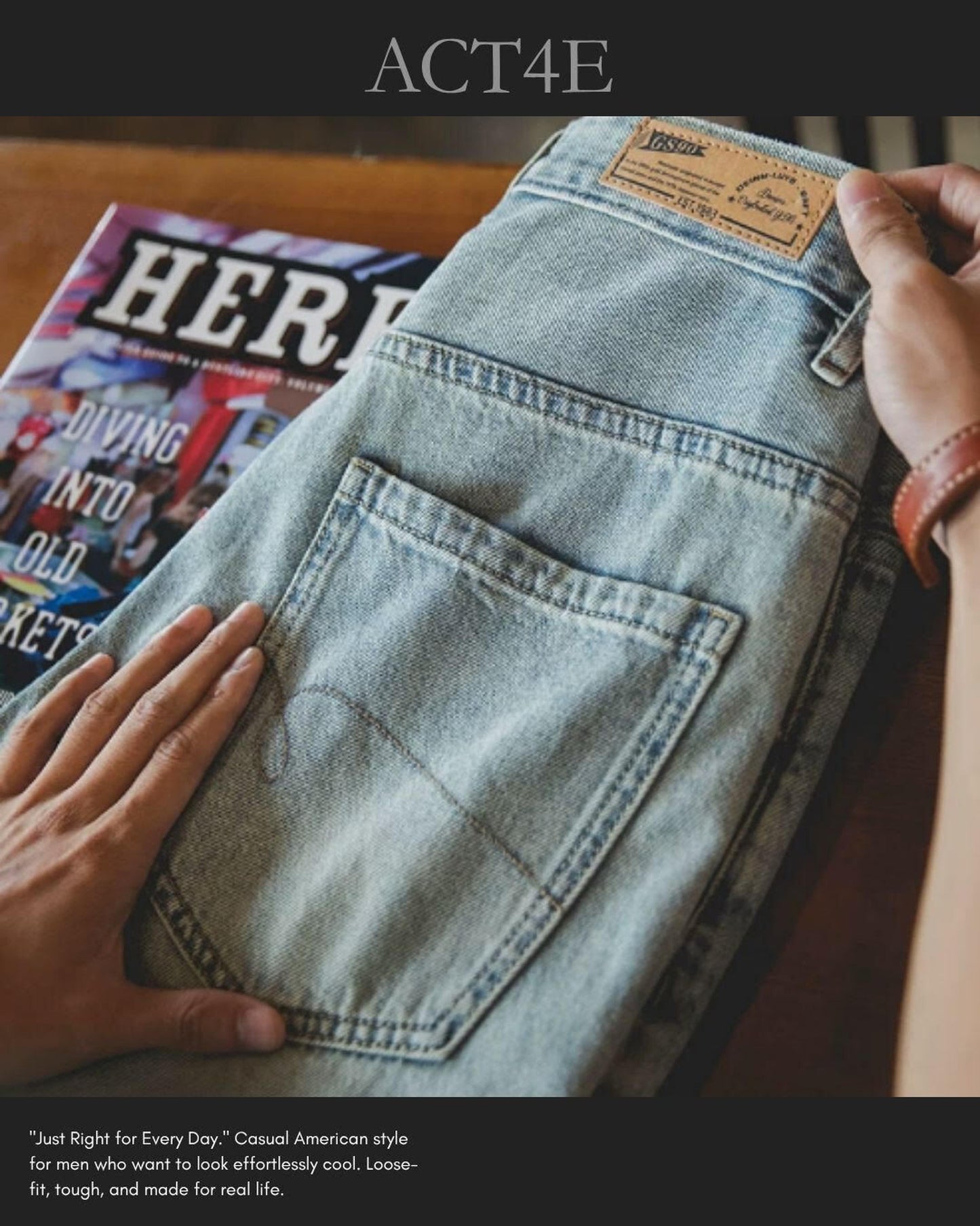 damage straight denim pants 【ACT0018】