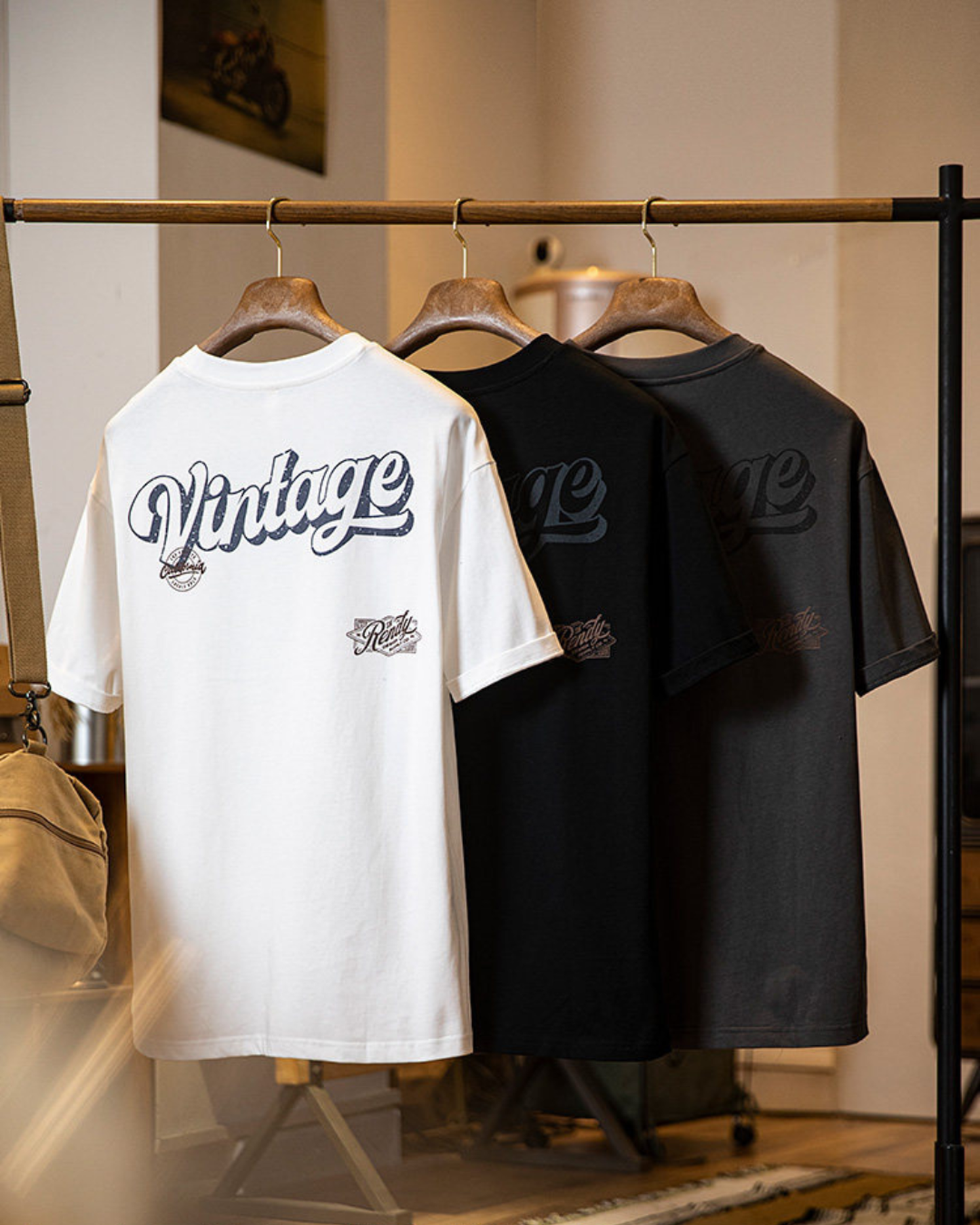 Vintage style graphic printed cotton t-shirt 3color 【ACT0066】