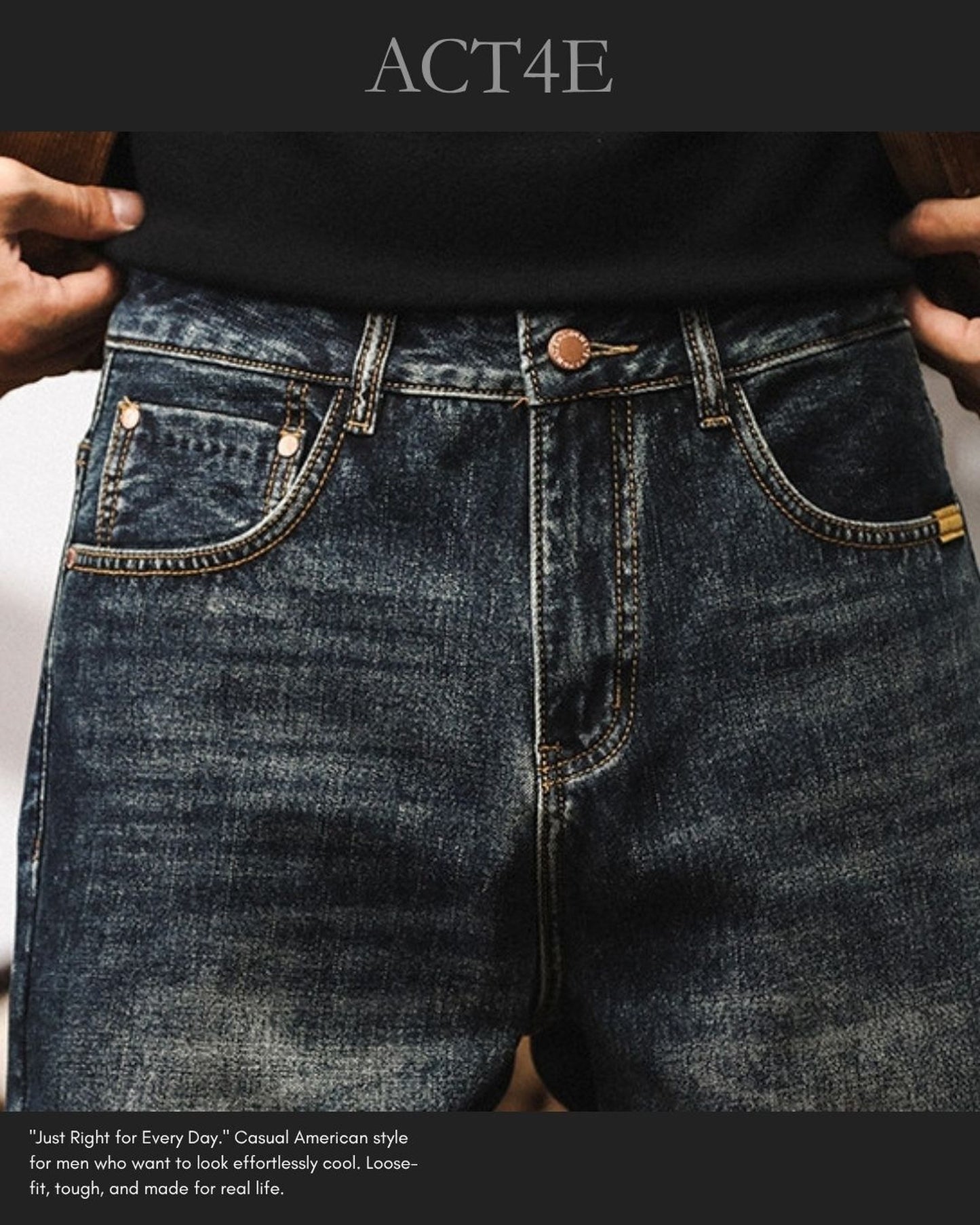 vintage classic wash straight denim pants 【ACT0218】