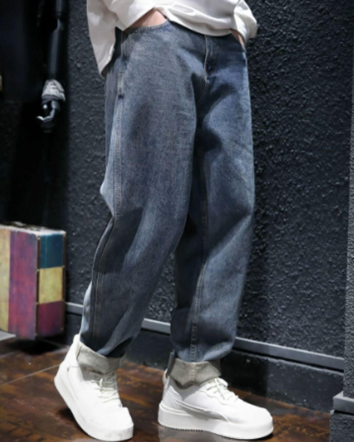 washed tapered wide denim pants 【ACT0008】