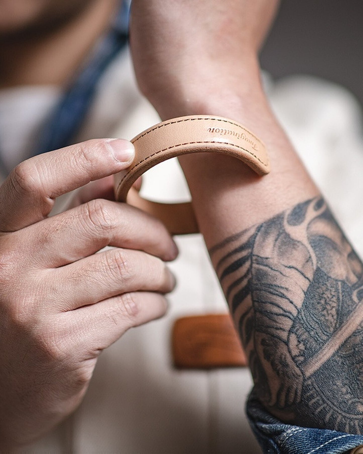 Genuine-Leather Embossed Casual Bracelet 【ACT0135】