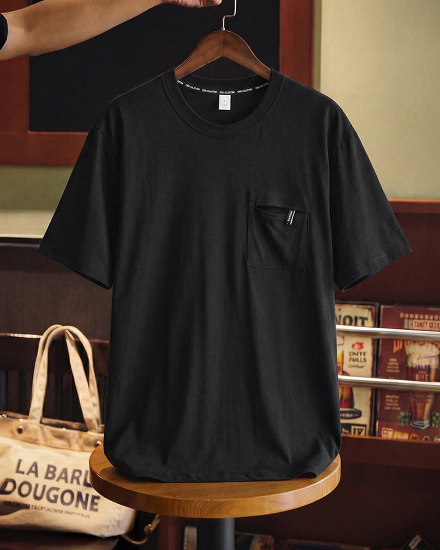 Vintage Cotton-Lyocell Chest-Pocket Casual T-Shirt 【ACT0099】