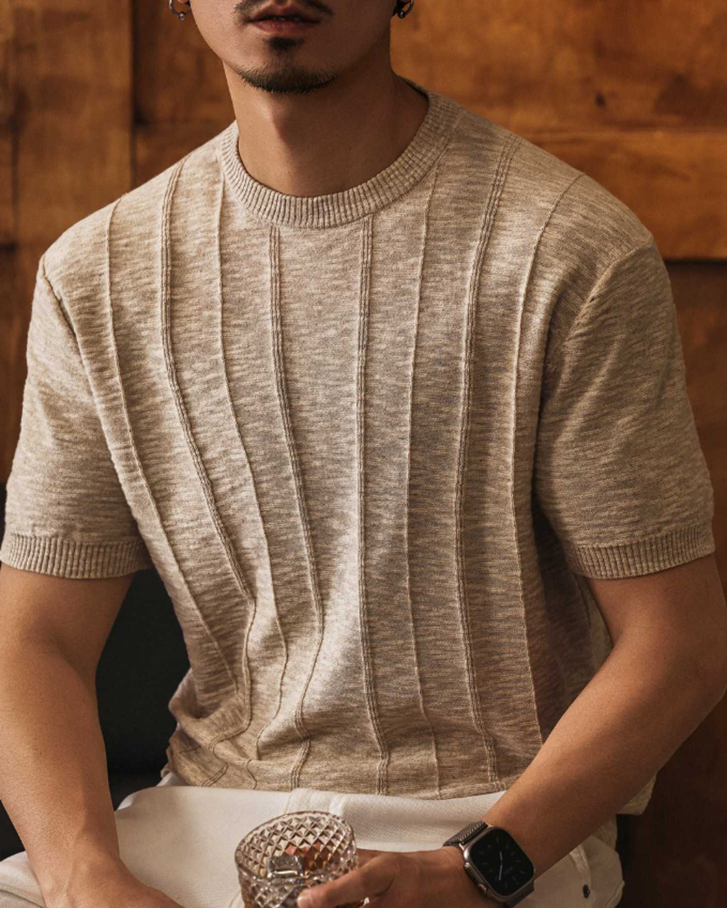 vertical stripe linen blend knit 4color 【ACT0168】