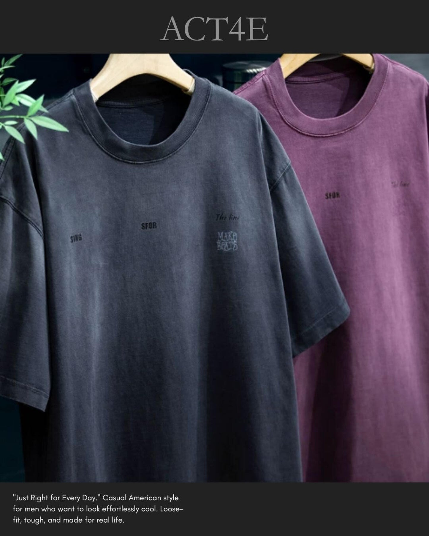 embroidered logo oversized t-shirt 2color 【ACT0032】