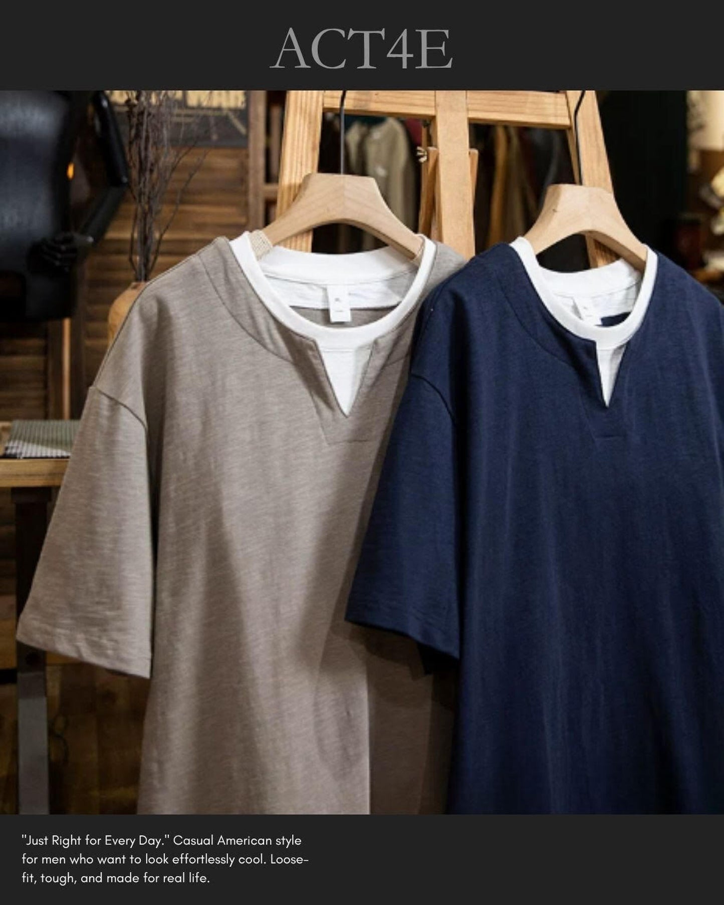layered style short sleeve t-shirt 2color 【ACT0051】