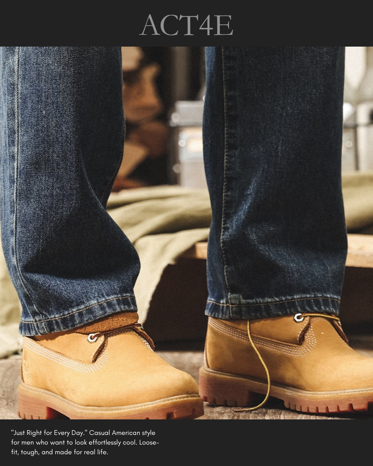 washed straight denim pants 【ACT0173】
