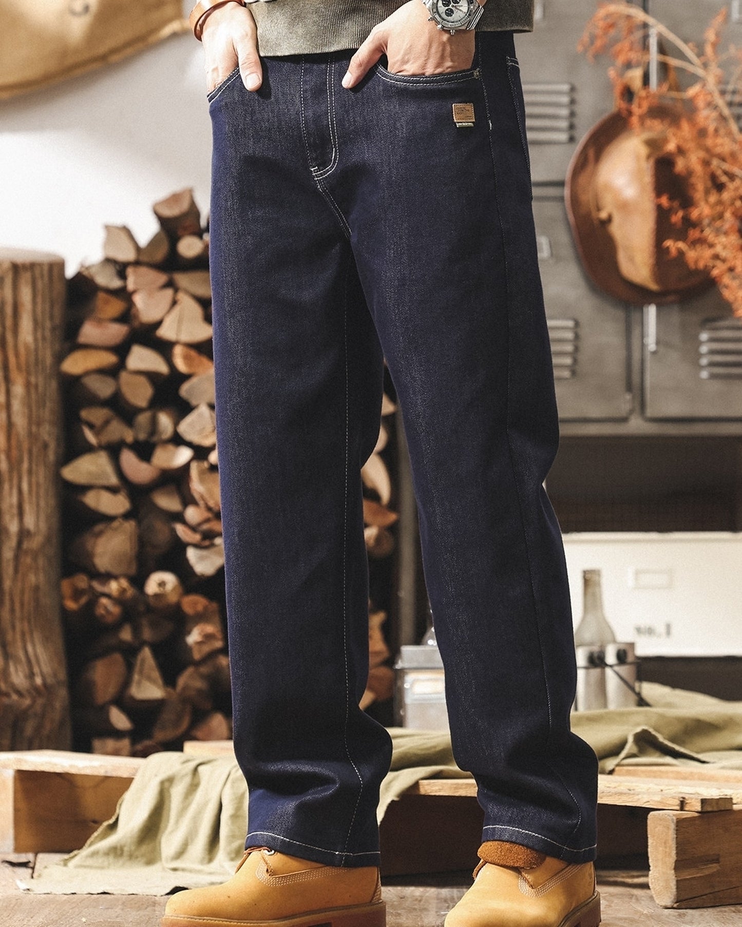 vintage raw wash straight denim pants 2color 【ACT0215】