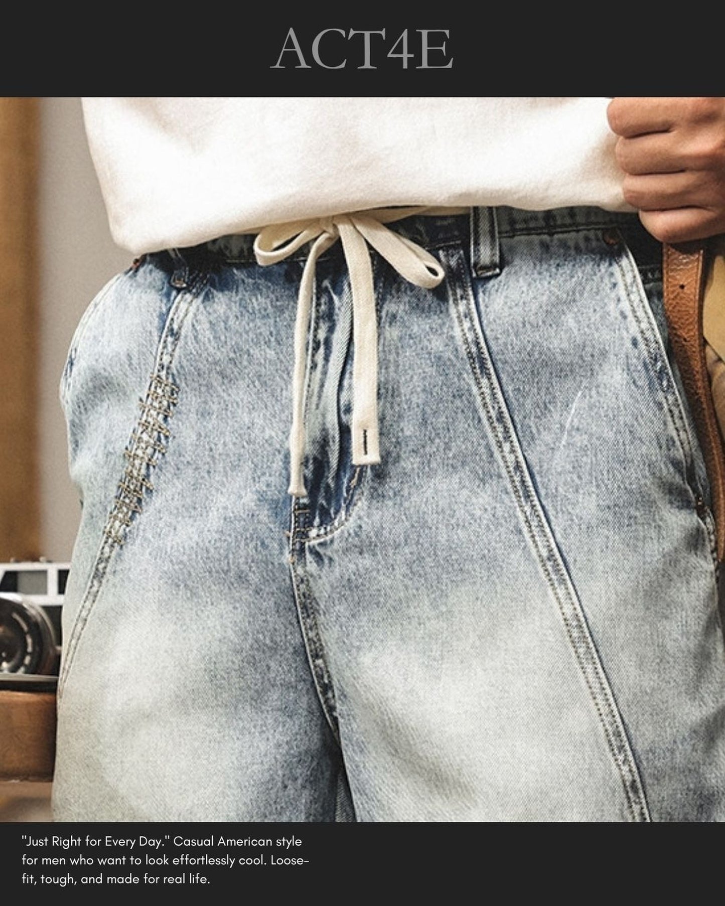 patchwork tencel denim shorts 【ACT0217】