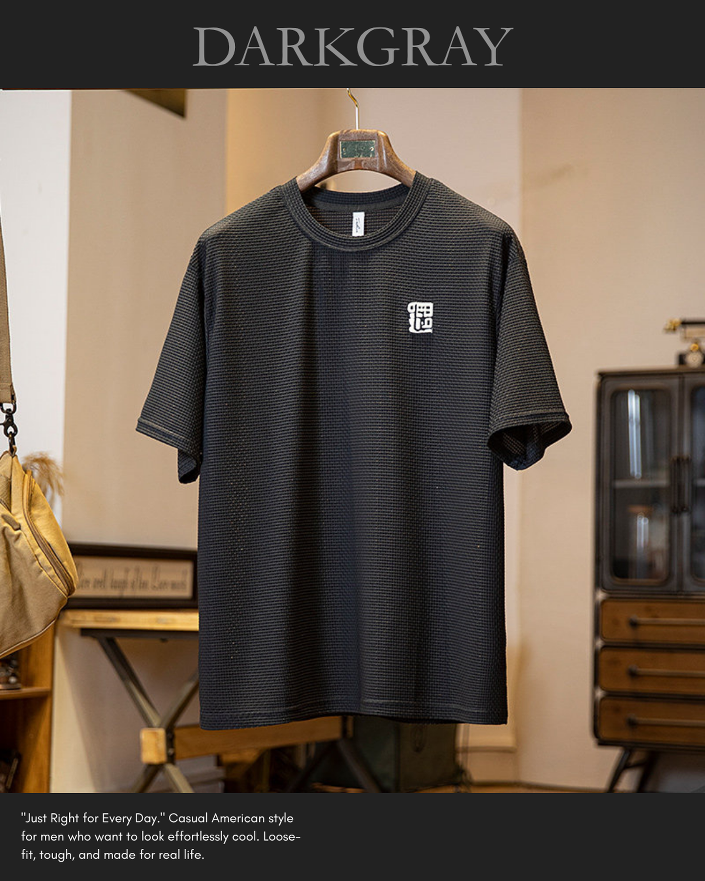 Waffle texture loose tee 3color 【ACT0058】