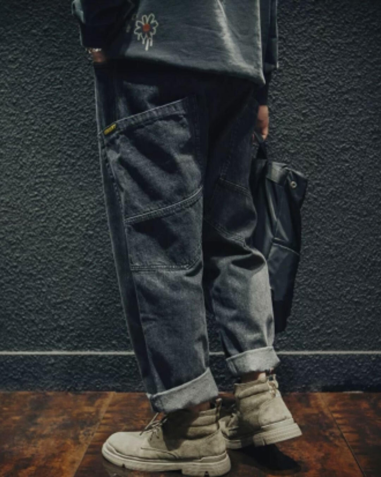 patch pocket wide denim pants 2color 【ACT0016】