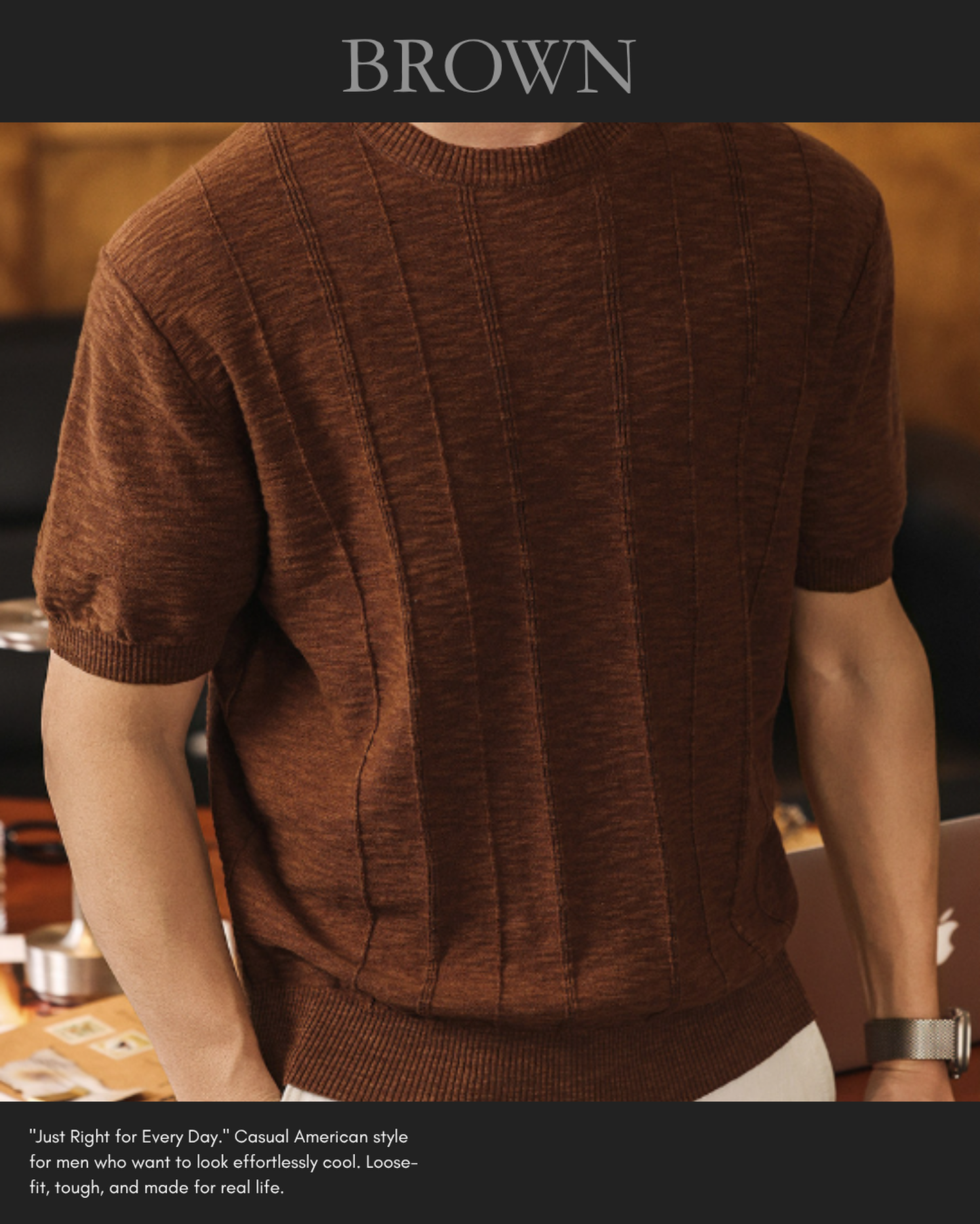 vertical stripe linen blend knit 4color 【ACT0168】