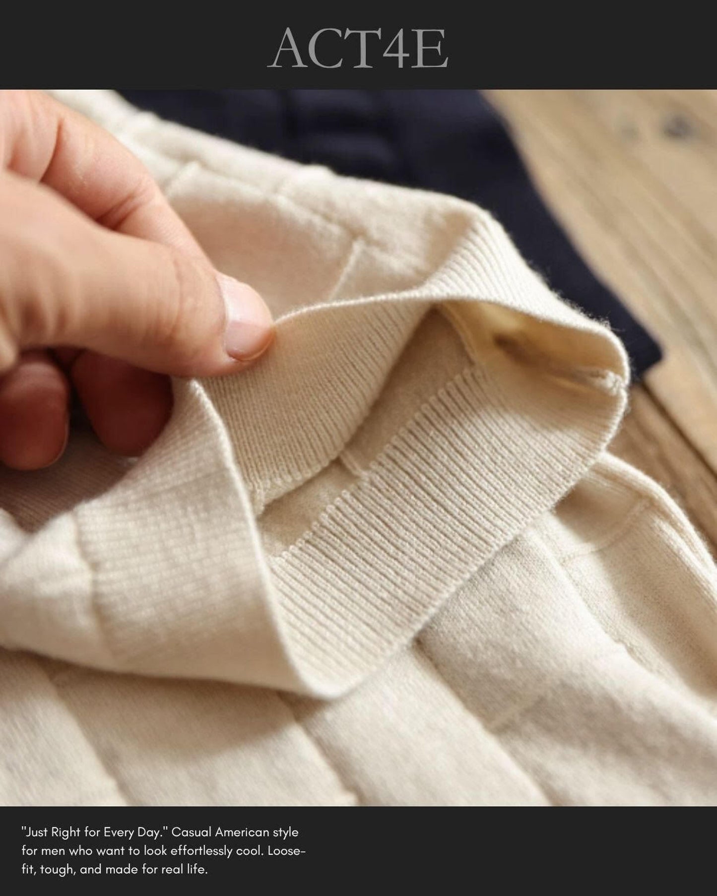 checked crew neck knit short sleeve shirt 2color 【ACT0044】