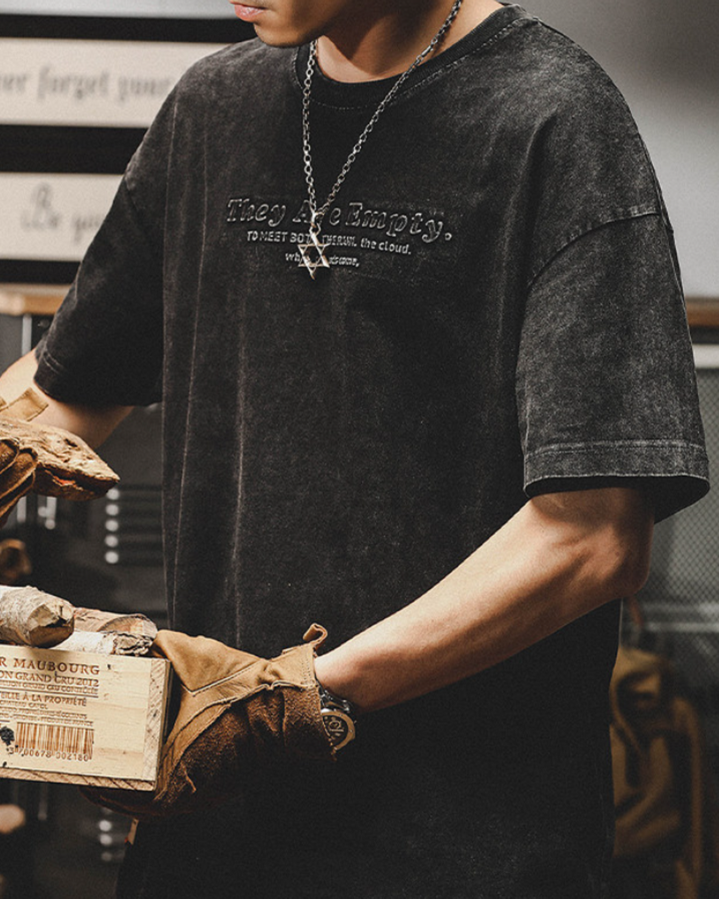 heavy weight embroidered logo short sleeve t-shirt 2color 【ACT0163】