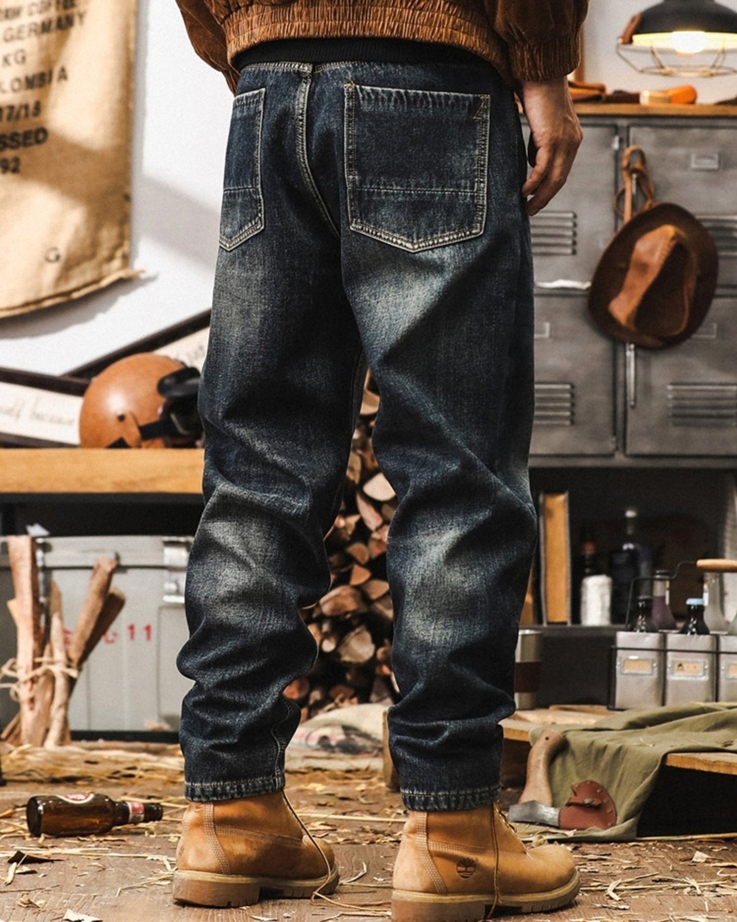 vintage classic wash straight denim pants 【ACT0218】