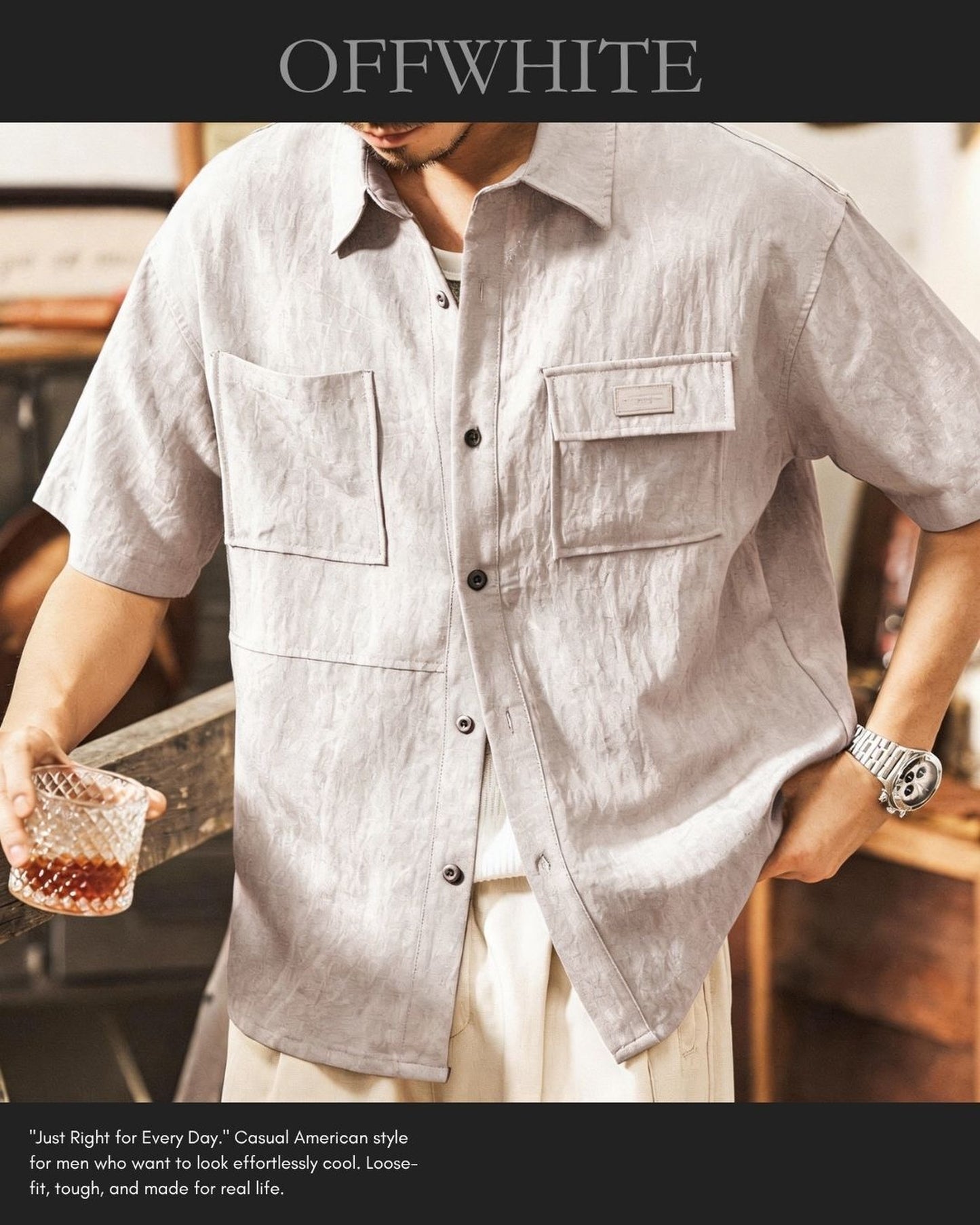 vintage wash short sleeve shirt 5color 【ACT0243】