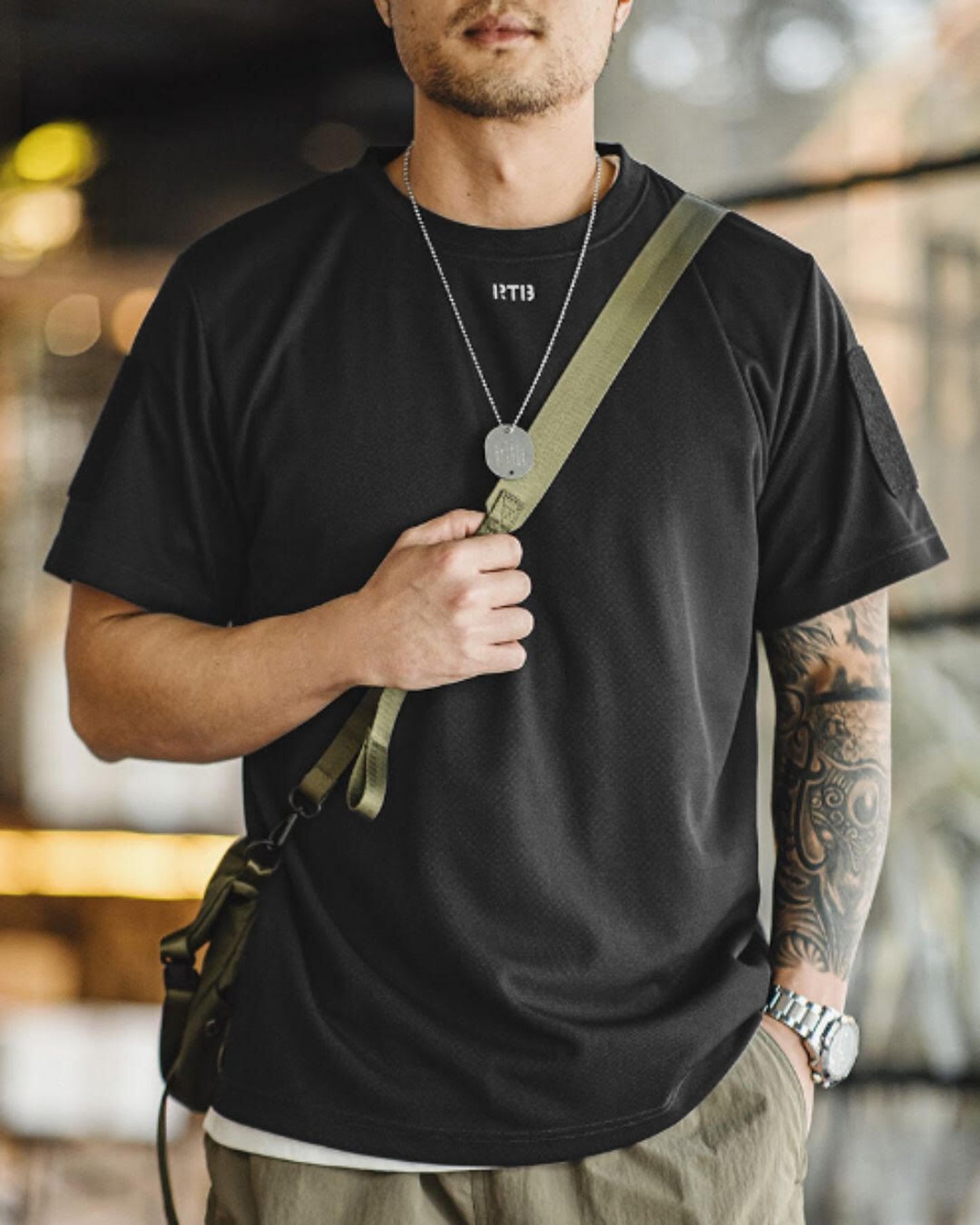 patch logo short sleeve t-shirt 3color 【ACT0047】