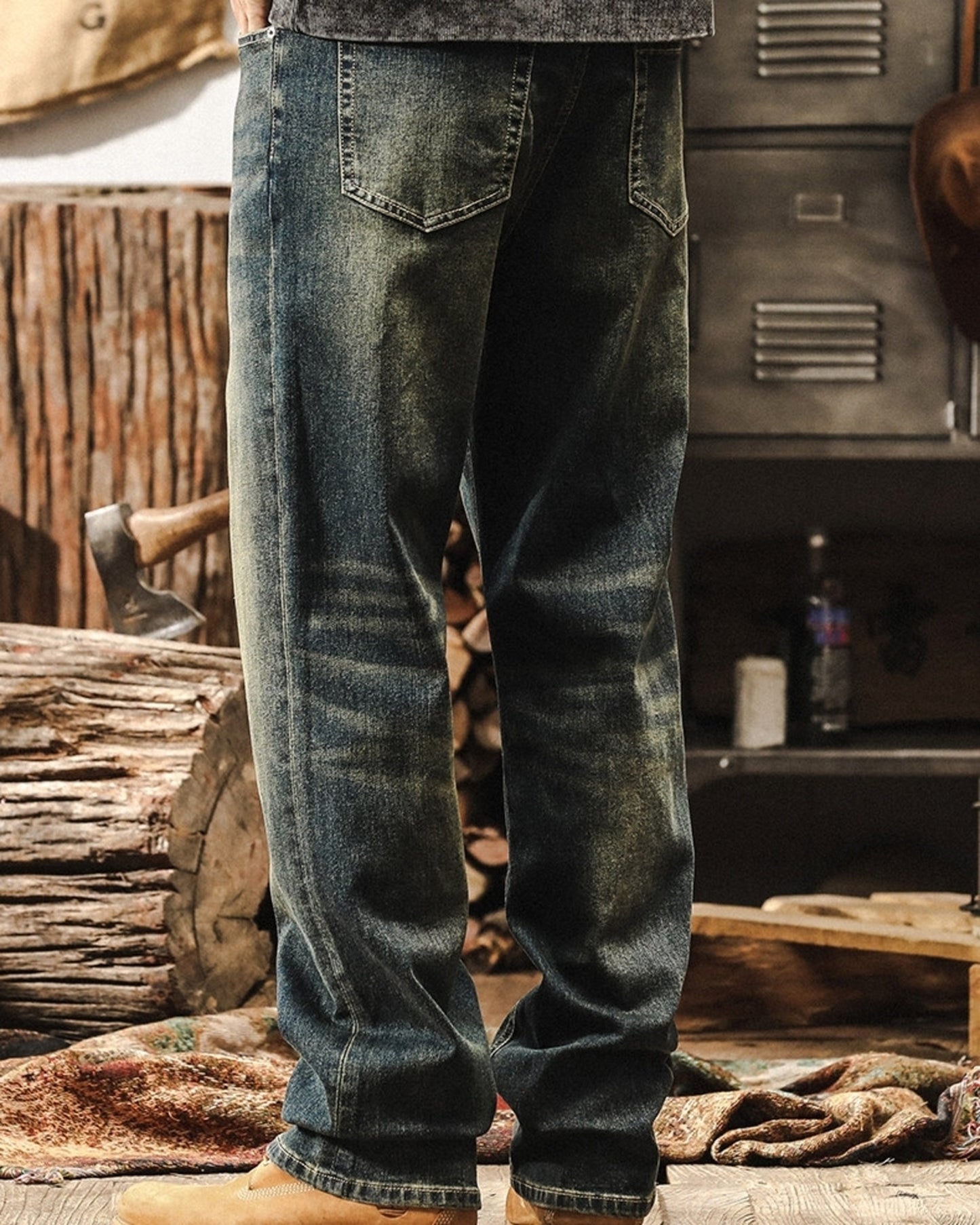 classic damage wash straight denim pants 3colors 【ACT0194】