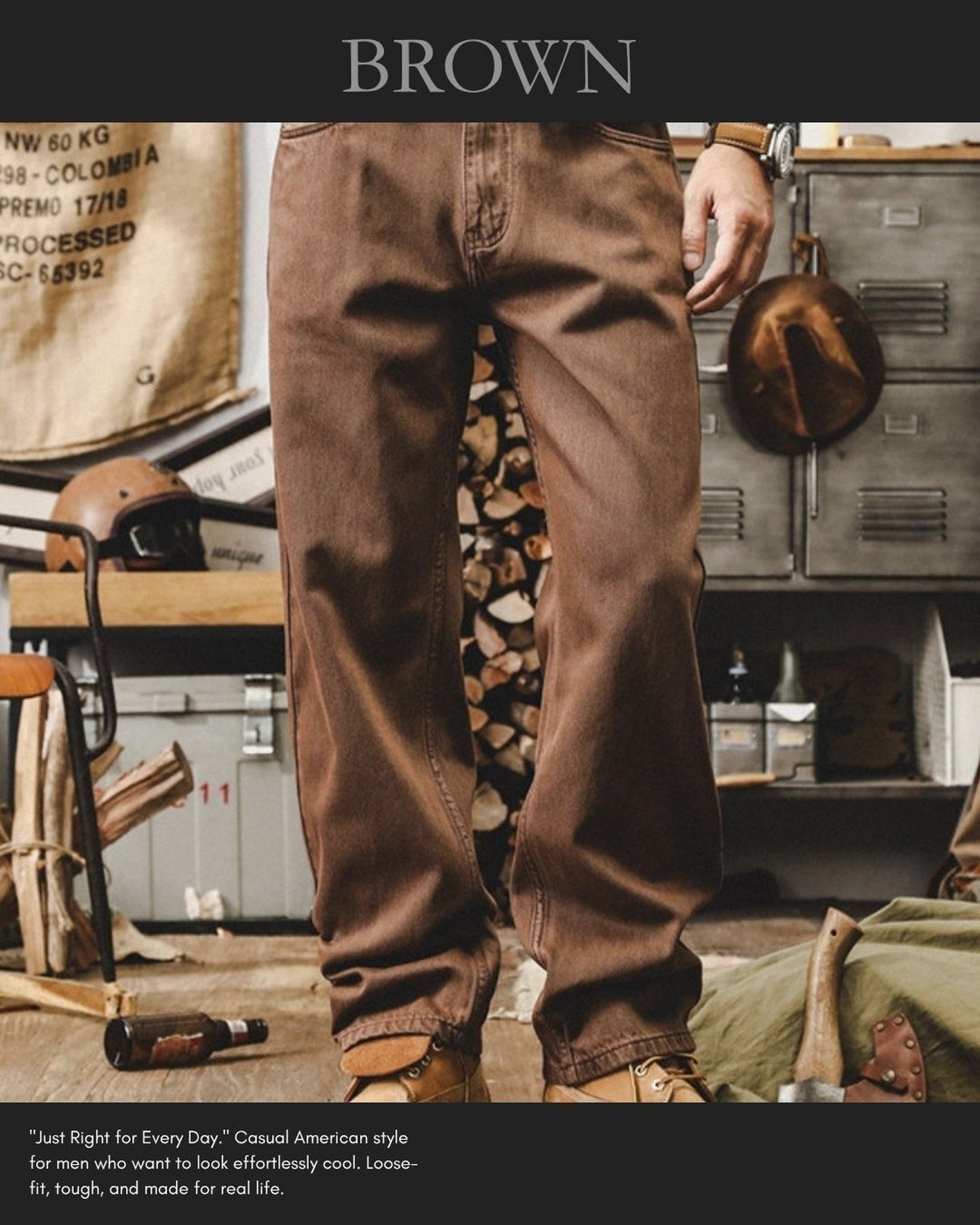 heavy weight loose straight denim pants 10color 【ACT0204】