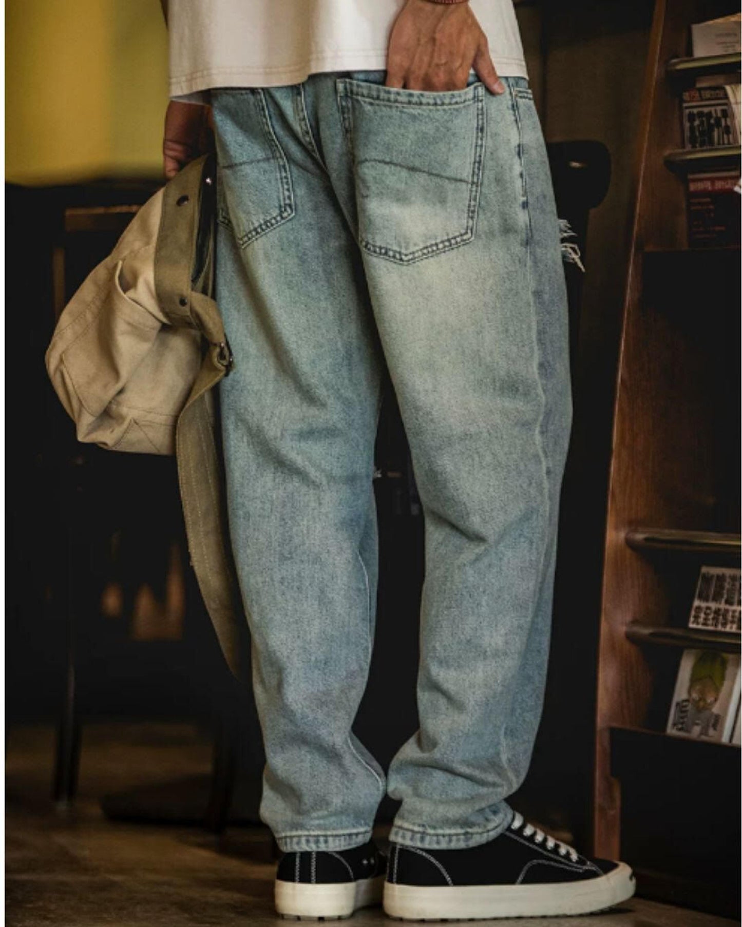 damage straight denim pants 【ACT0018】