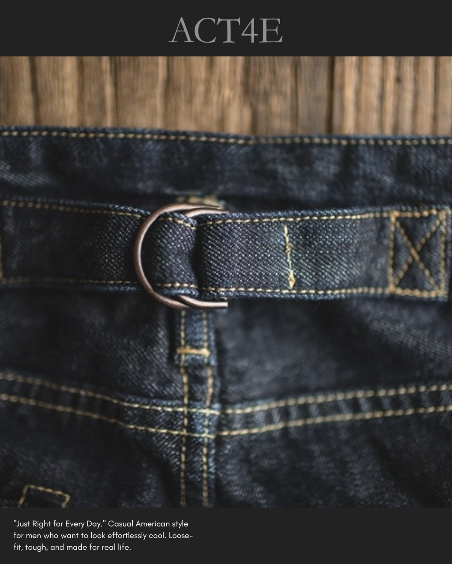 selvedge straight-leg denim pants 【ACT0142】