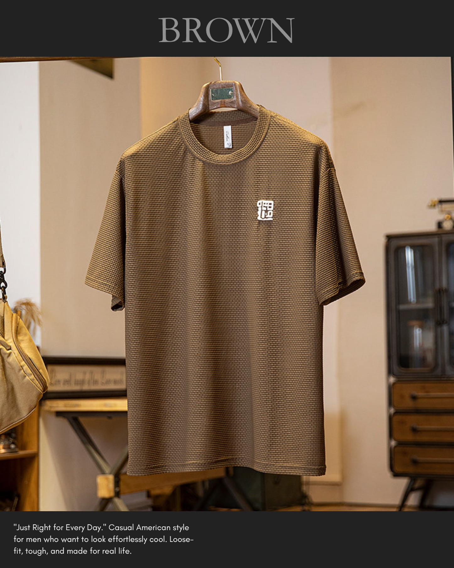 Waffle texture loose tee 3color 【ACT0058】