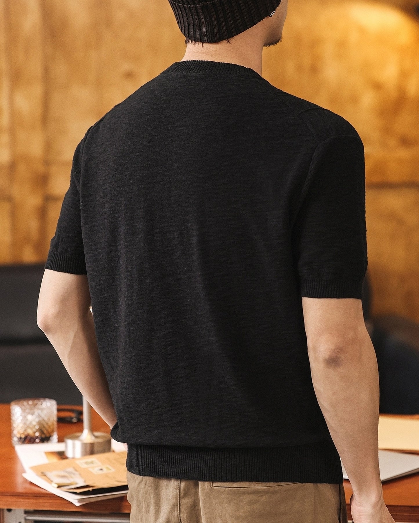 vertical stripe linen blend knit 4color 【ACT0168】