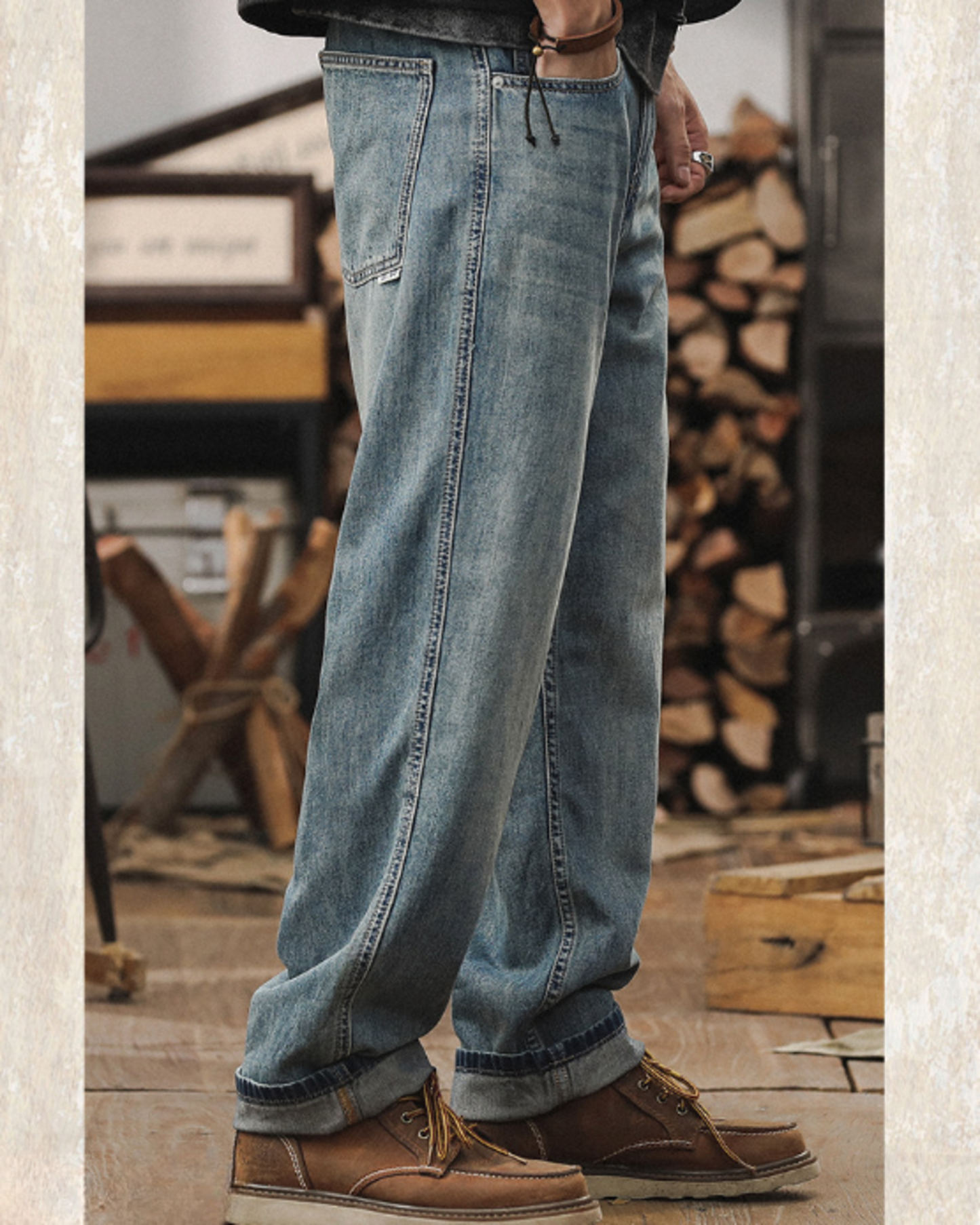 loose straight lyocell blend denim pants 【ACT0185】