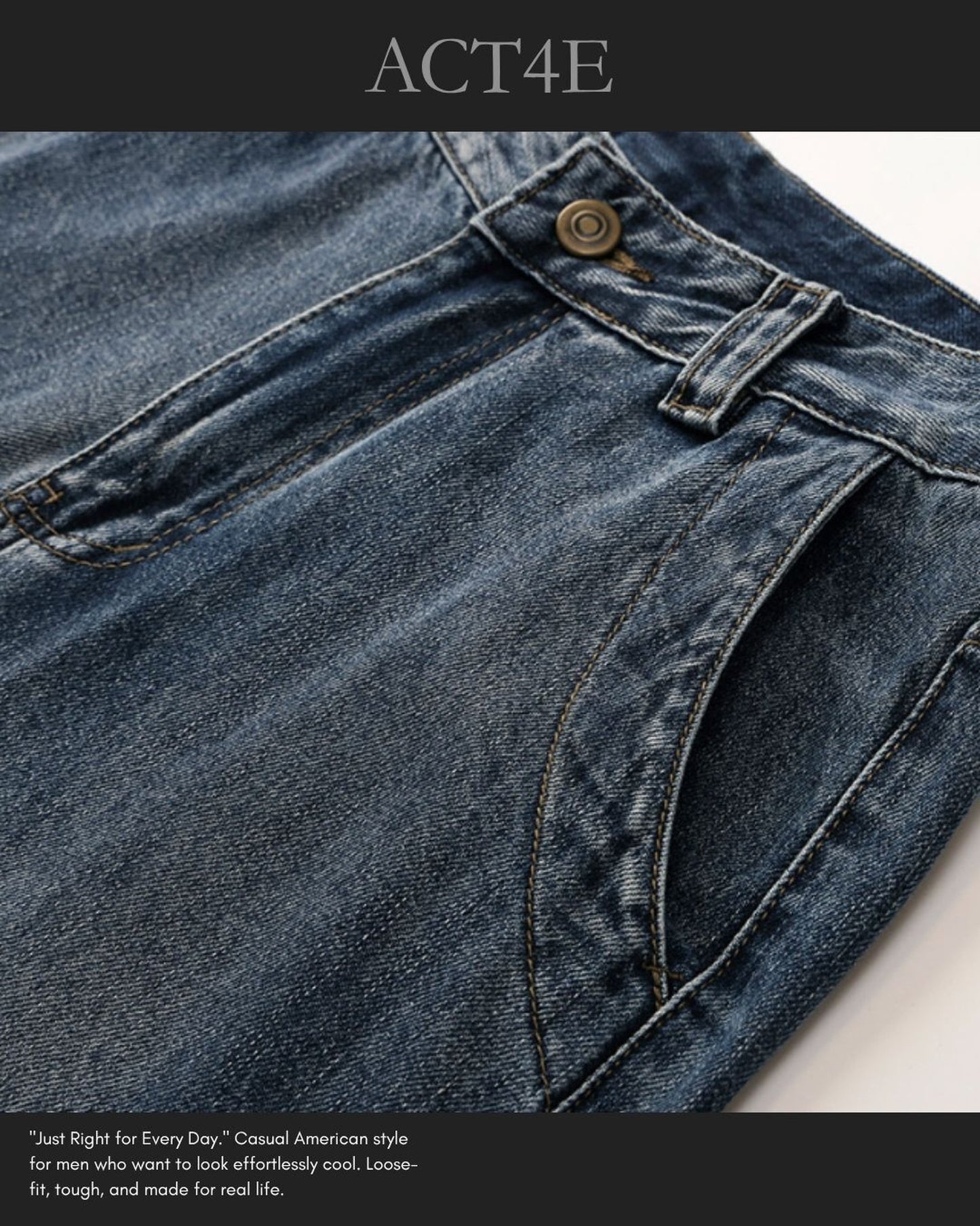 heavy weight loose straight denim pants 【ACT0203】
