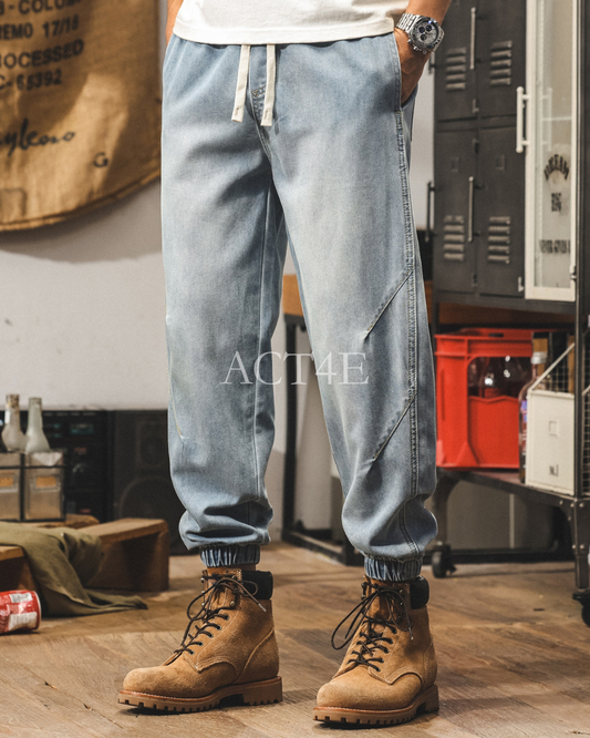 loose drawstring jogger denim pants 2color 【ACT0184】