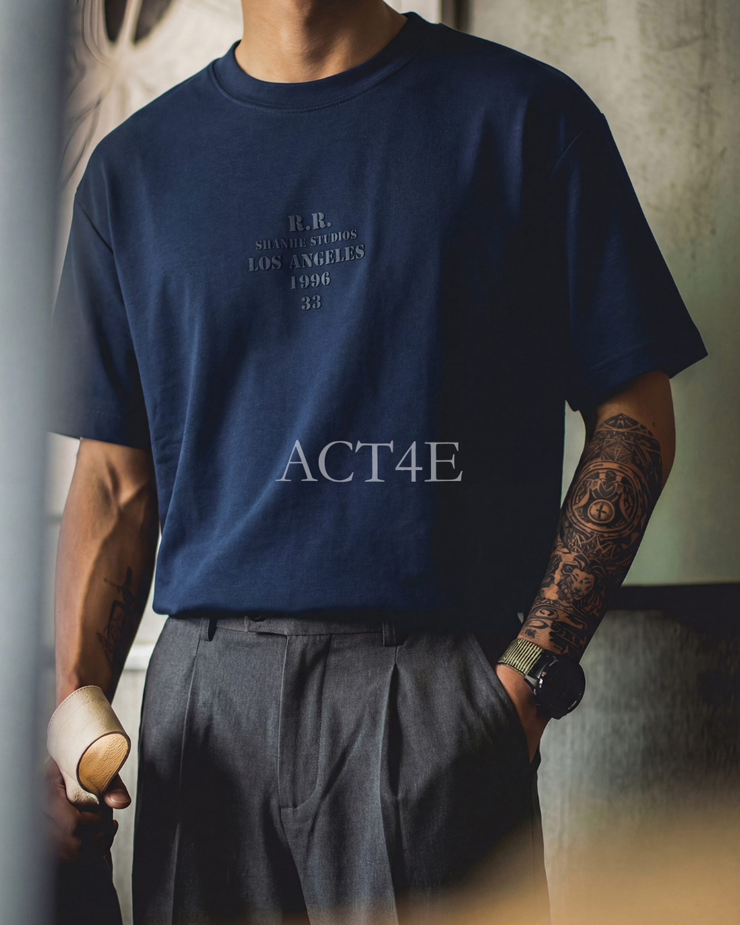 Casual Relaxed Lettering Embroidered T-Shirt 2color 【ACT0121】