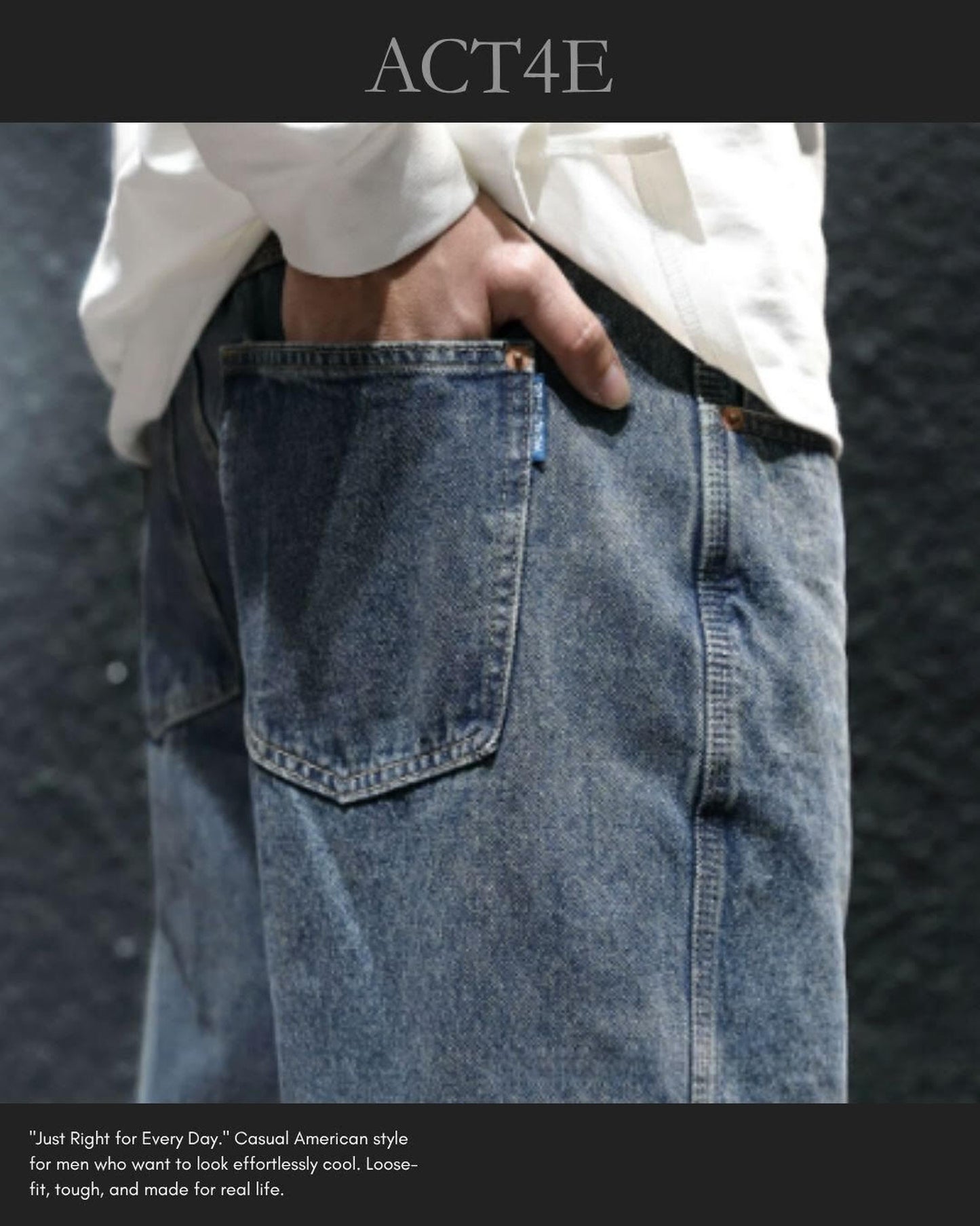washed tapered wide denim pants 【ACT0008】