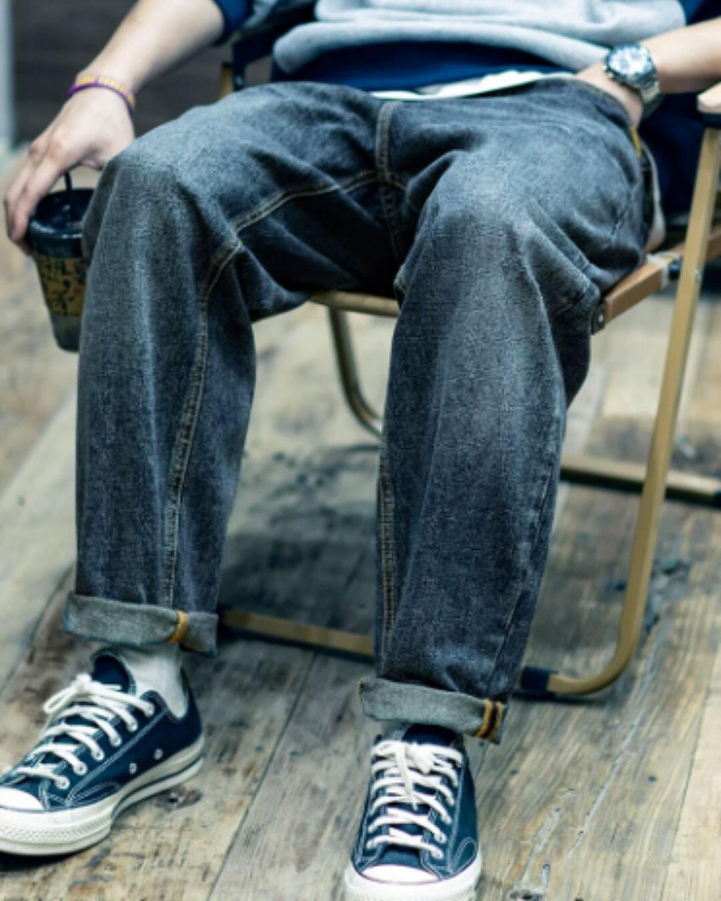 wide straight denim pants 【ACT0012】