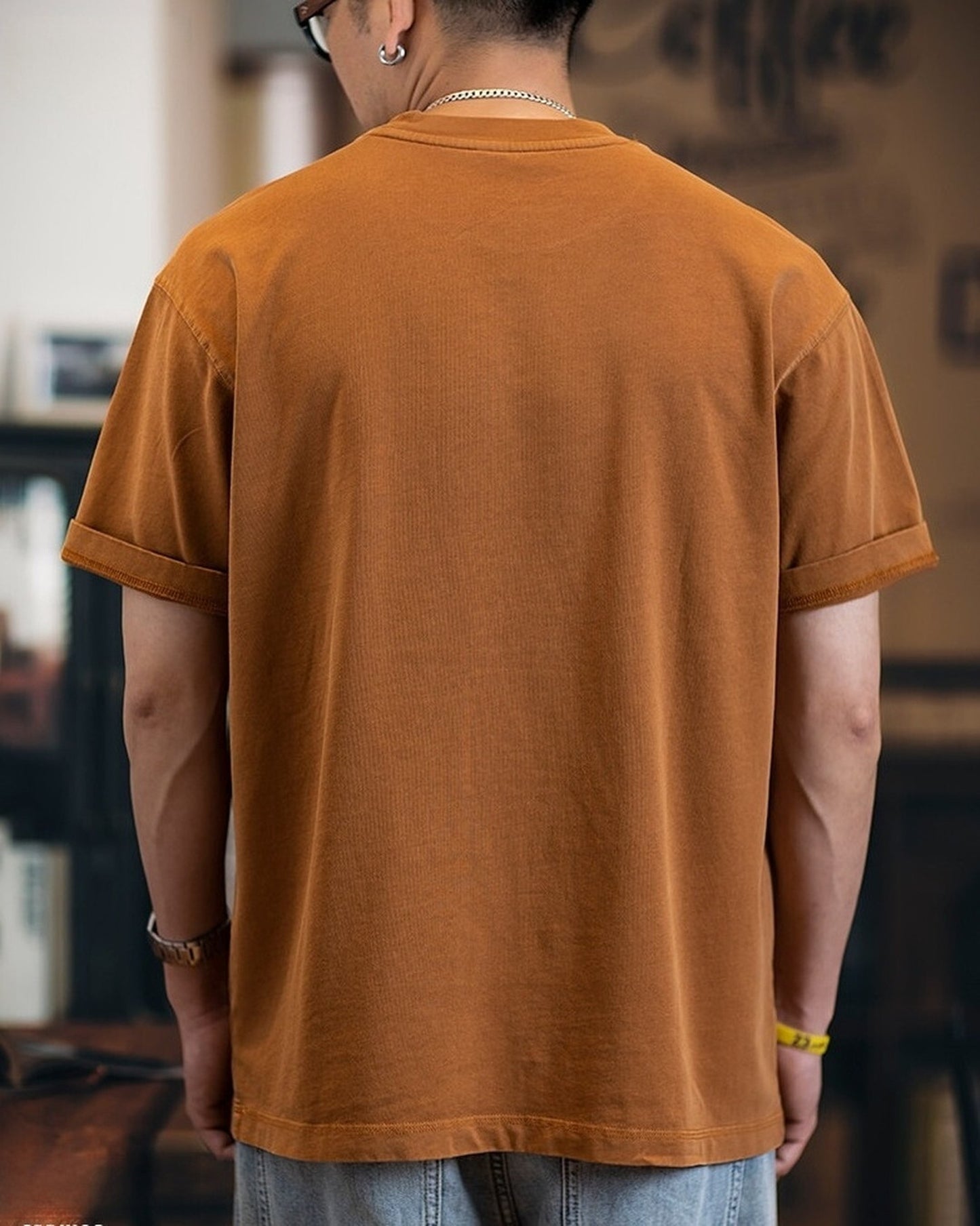 Relaxed Chest-Pocket Vintage Casual T-Shirt 2color 【ACT0091】