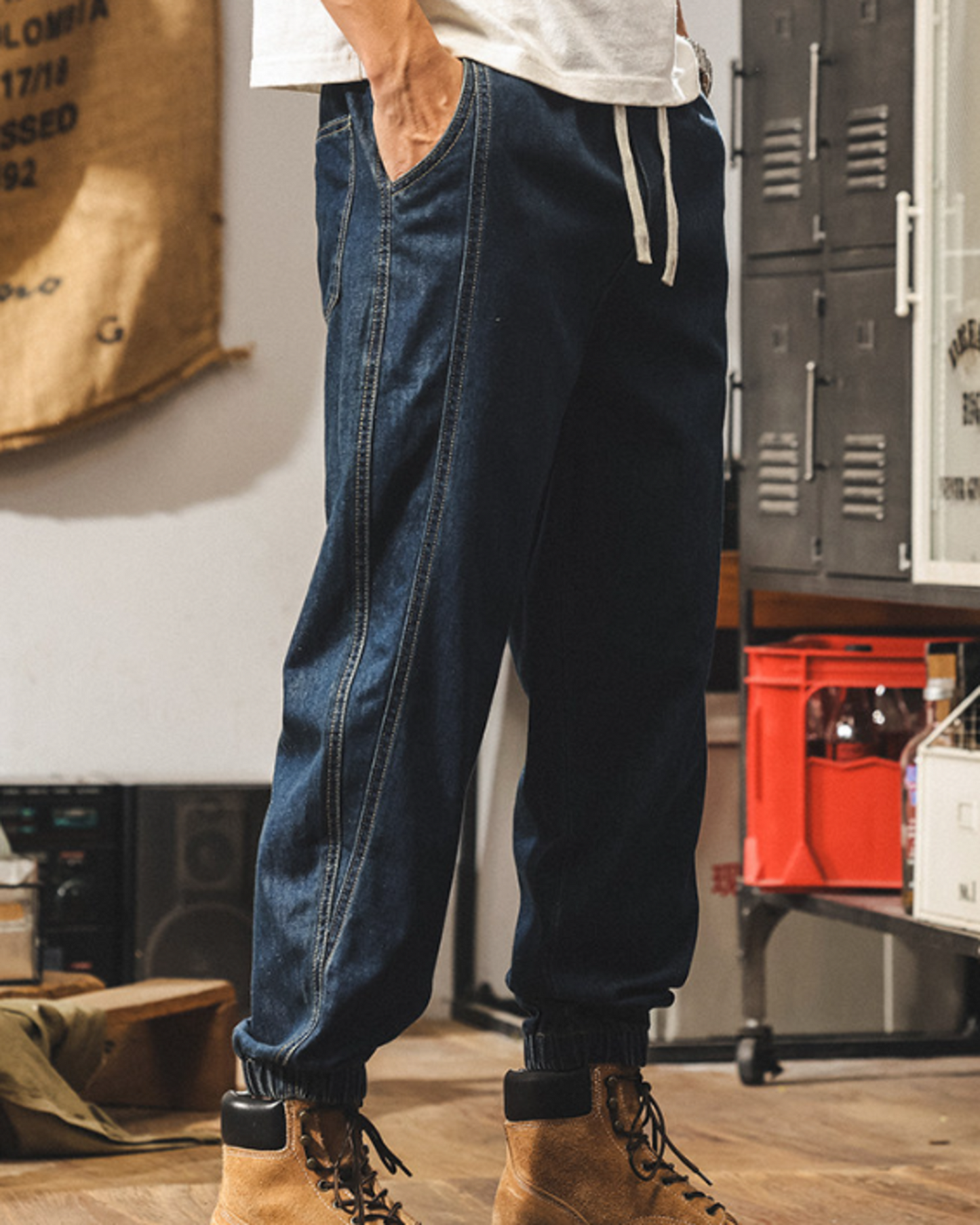 loose drawstring jogger denim pants 2colors 【ACT0188】